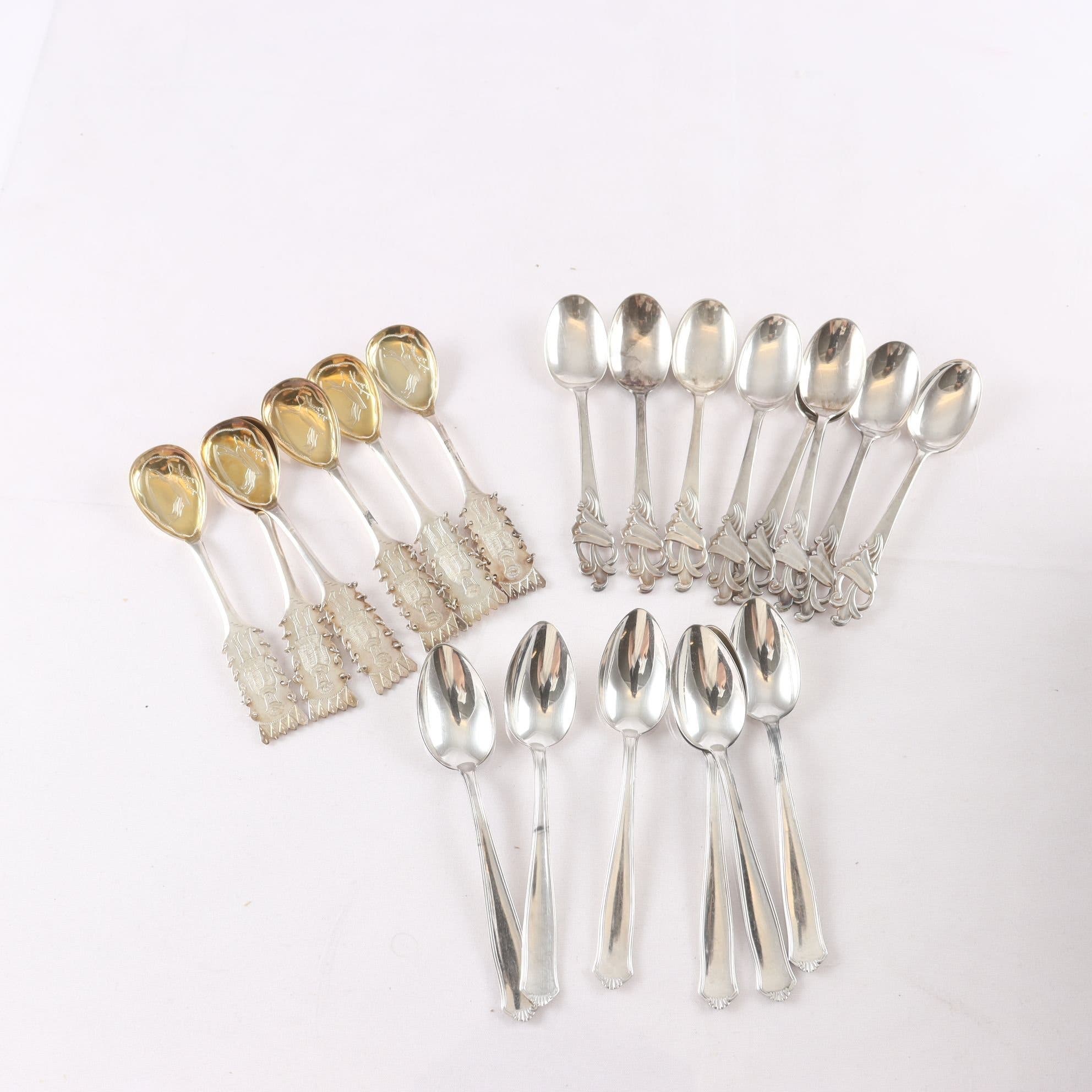Kaffeskedar, silver. 20 st