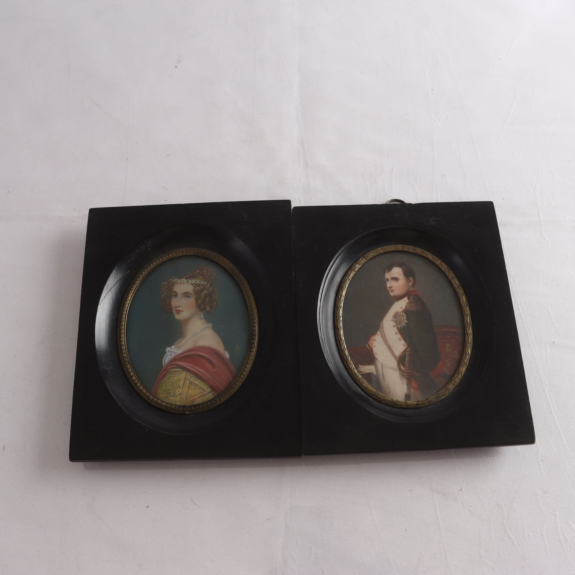 Miniatyrmålningar, Napolon, drottning Maria av Bavarien, osignerade, 2 st