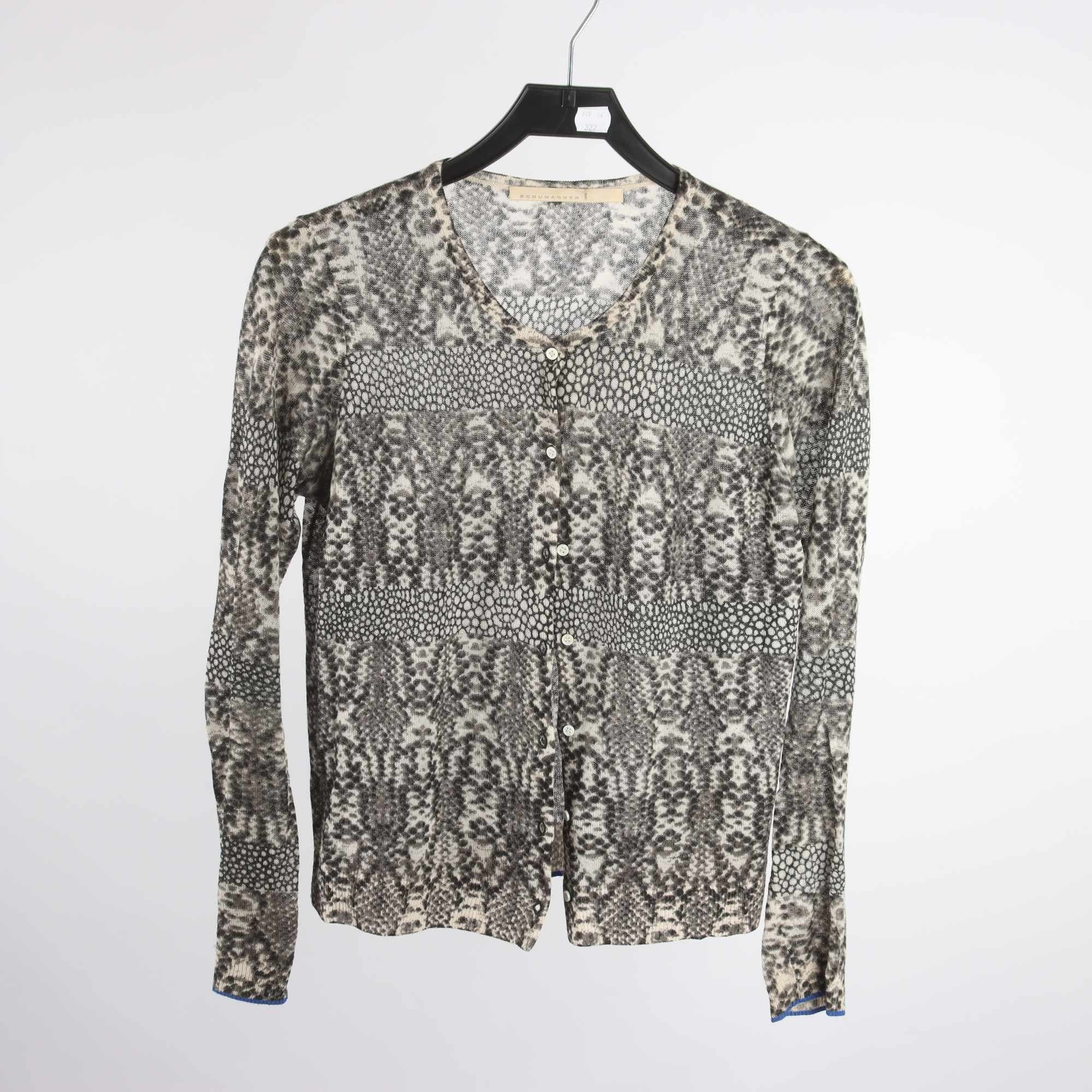 Kofta, Schumacher, svart, beige, 100% cashmere, stl. M/L.