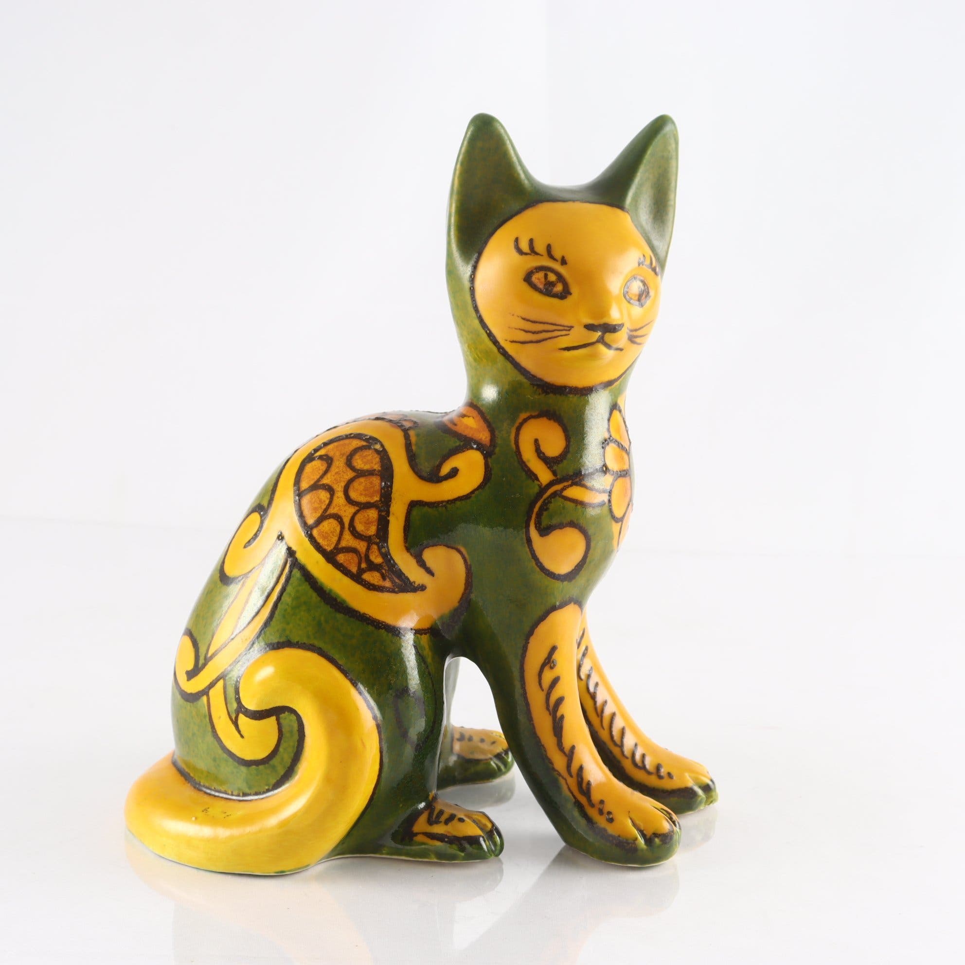 Figurin, keramik, katt, Mario Bellini, Italien. Samfraktas ej