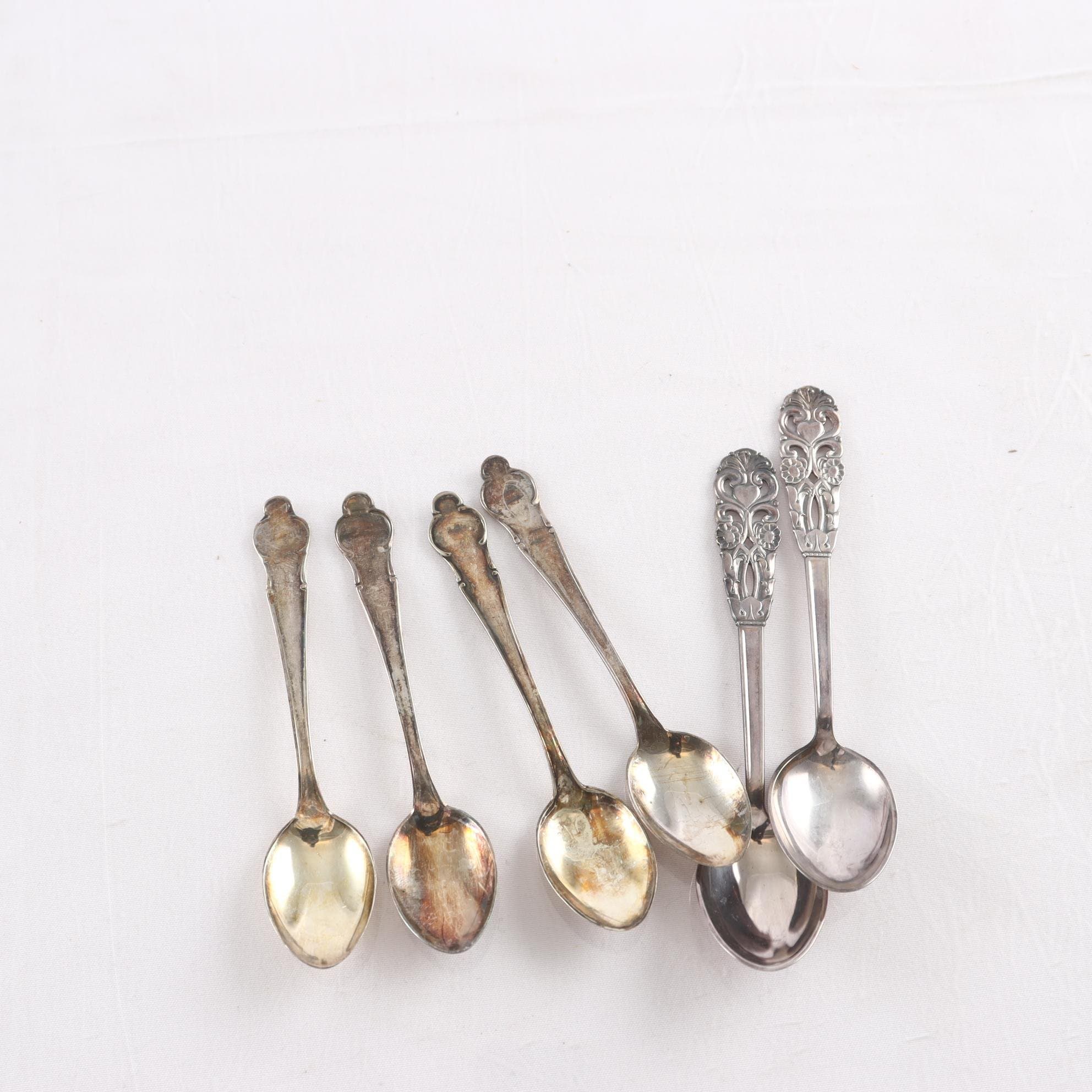Teskedar, Silver, kattfot & S, 6 st