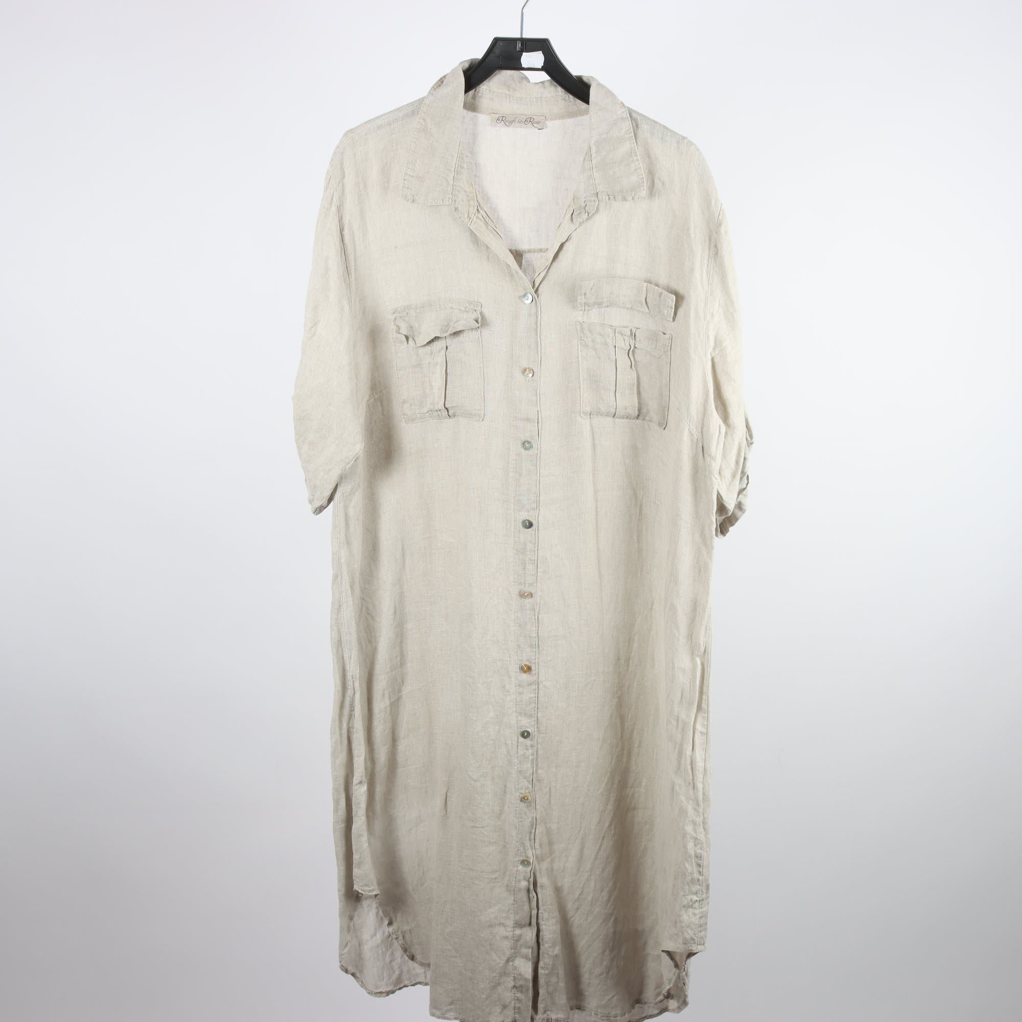 Klänning, Rough & Rose, beige, 100% lin, stl. XXXL.