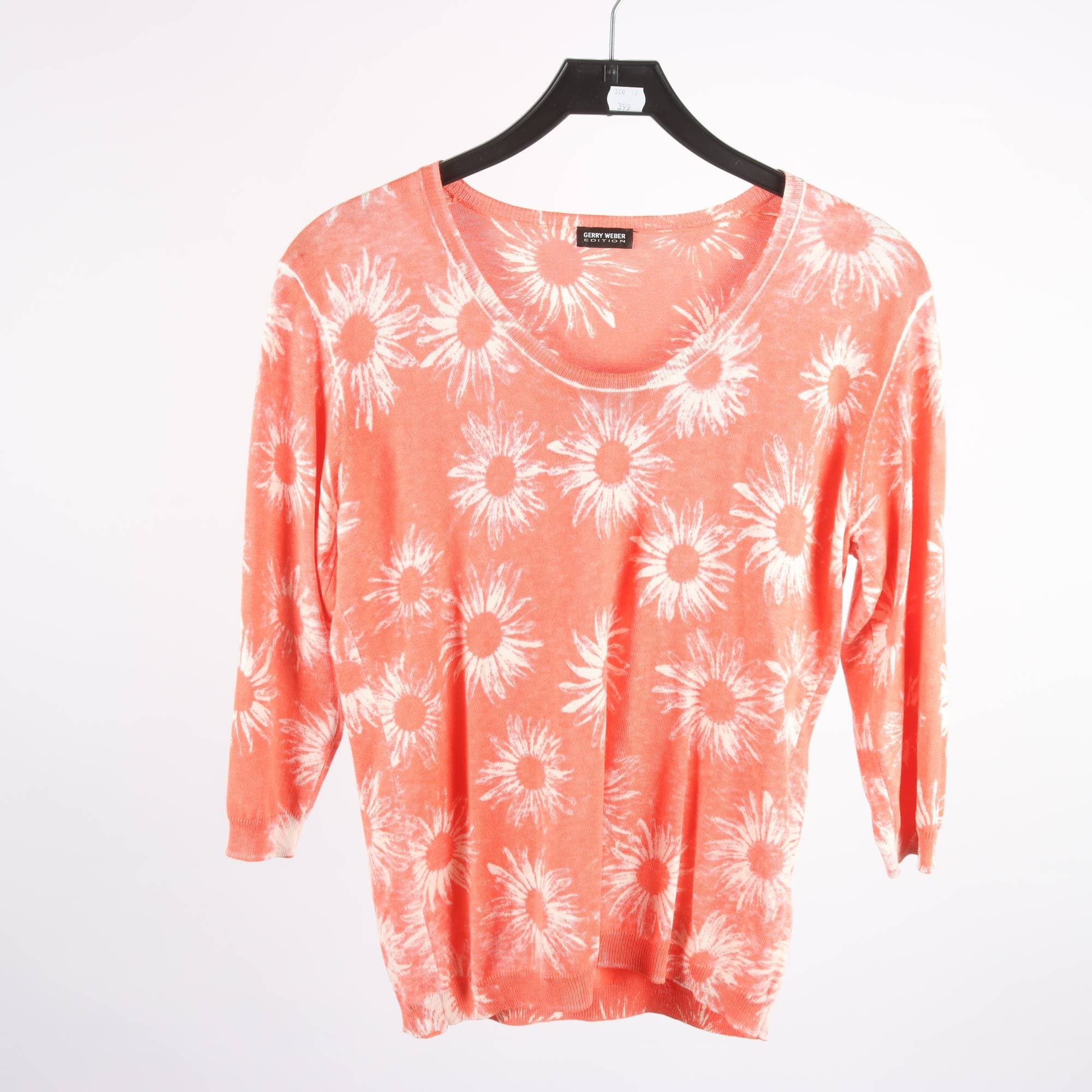 Tröja, Gerry Weber, orange, vit, silke, cashmere, stl. 40.