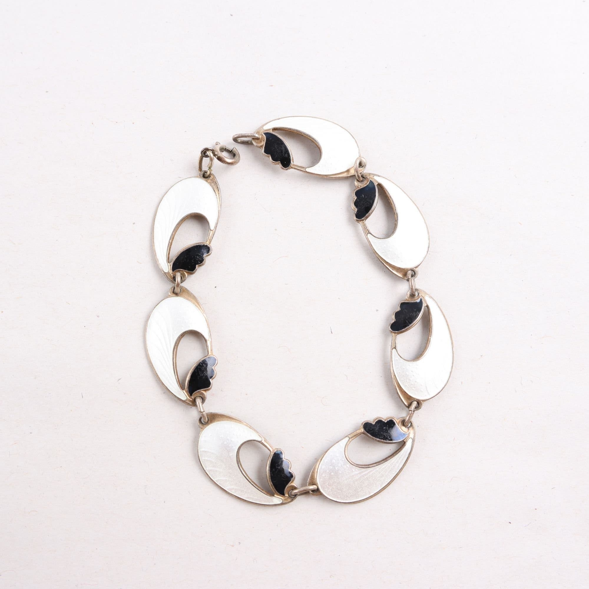Armband, silver 925, emalj, Norge, vintage, brv: 13,7 g