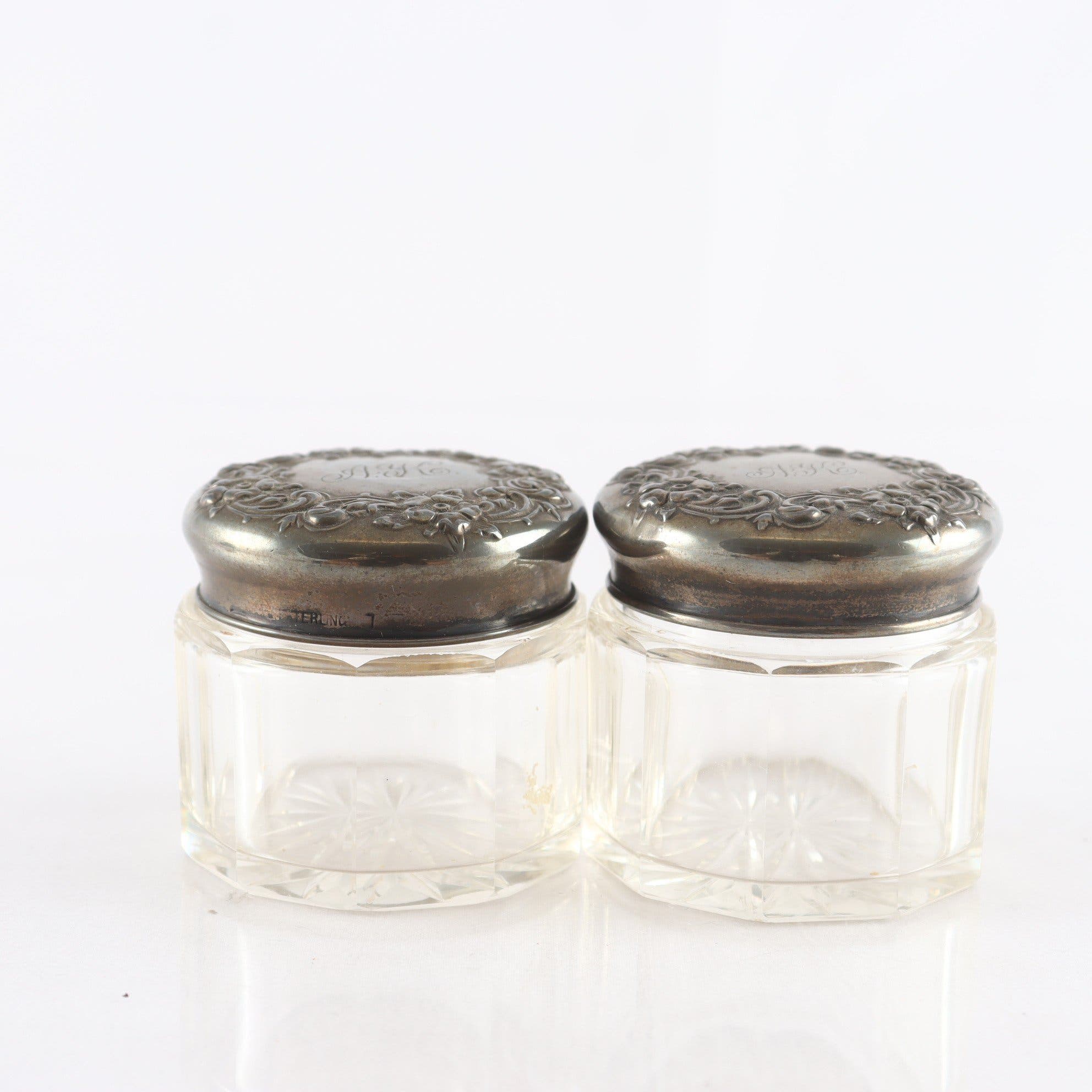 Lockburkar, glas, sterling silver, 2 st