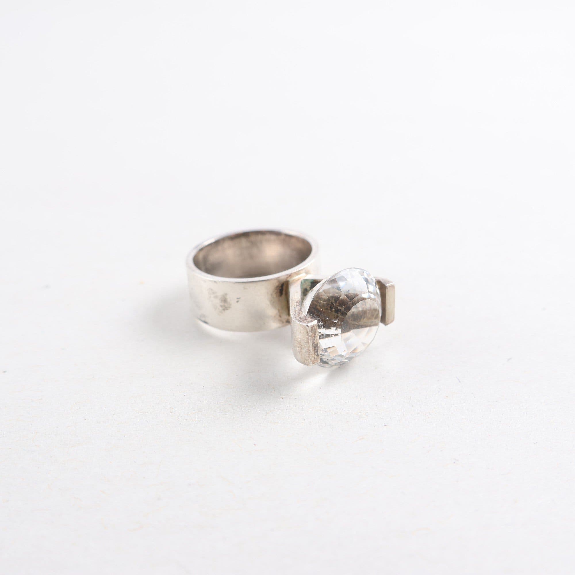 Ring, silver 925, glas, brv: 8,7 g