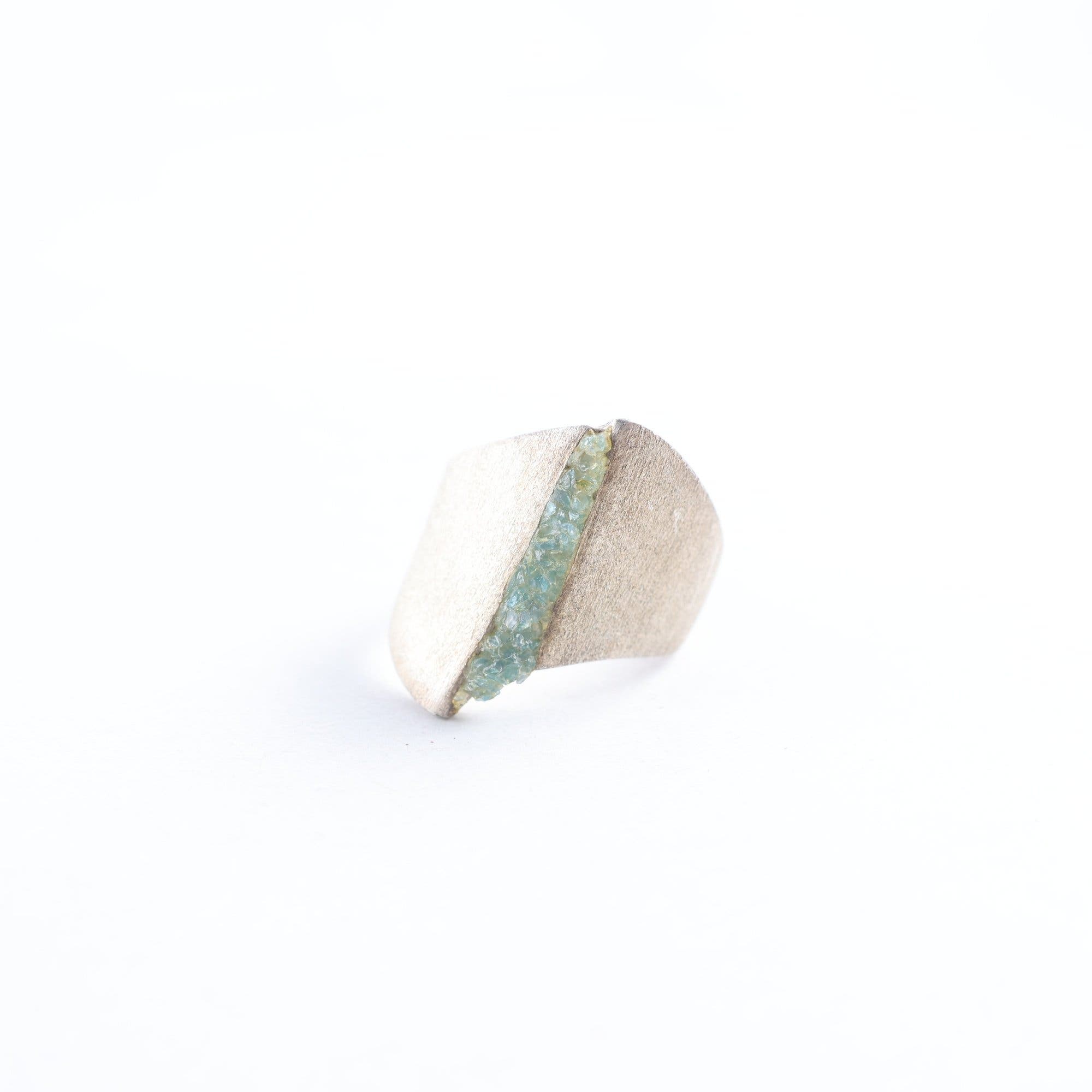 Ring, silver 925, rå akvamarin, brv: 7,6 g