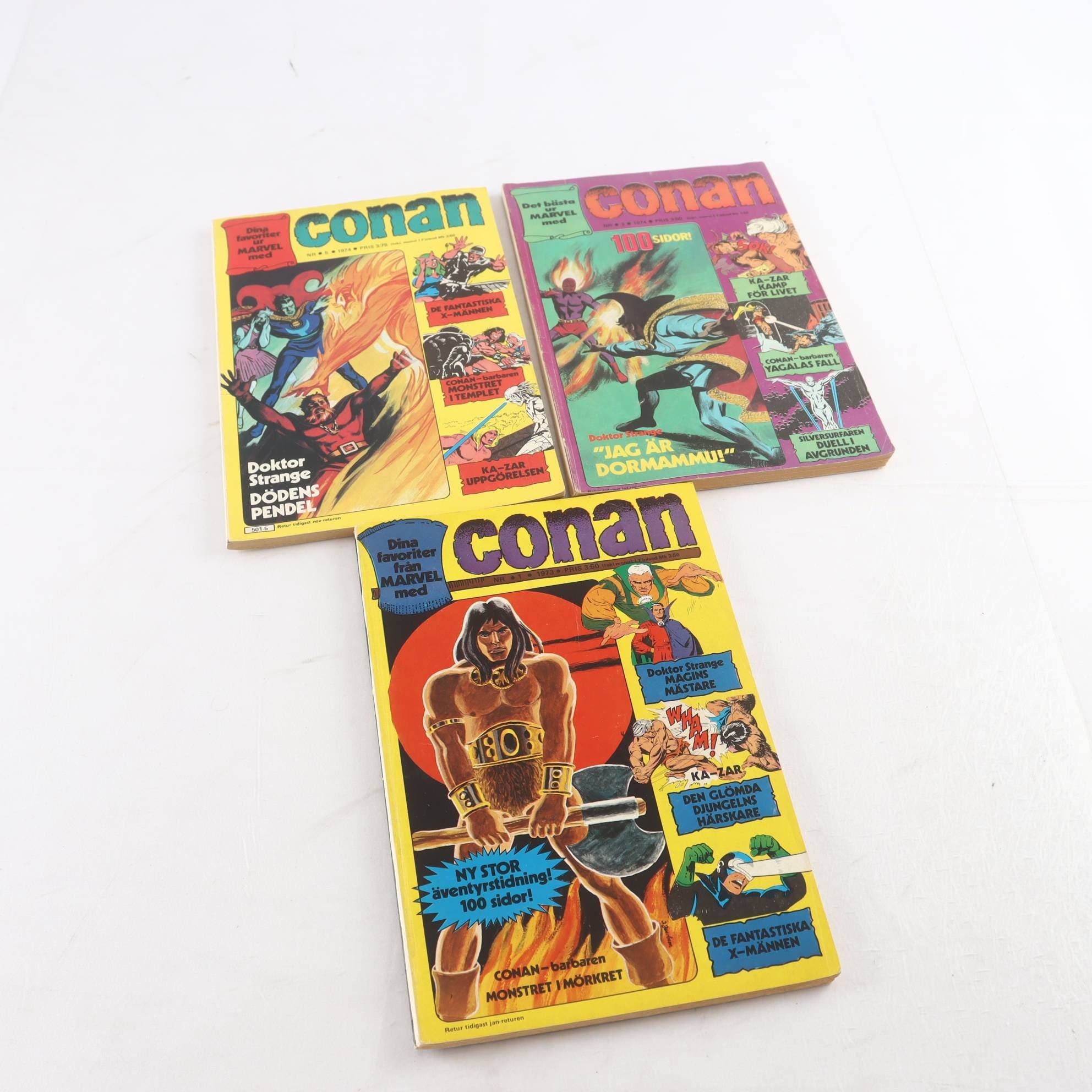 Conan, Nr 1 1973 (första numret) + Nr 3 & 5 1974