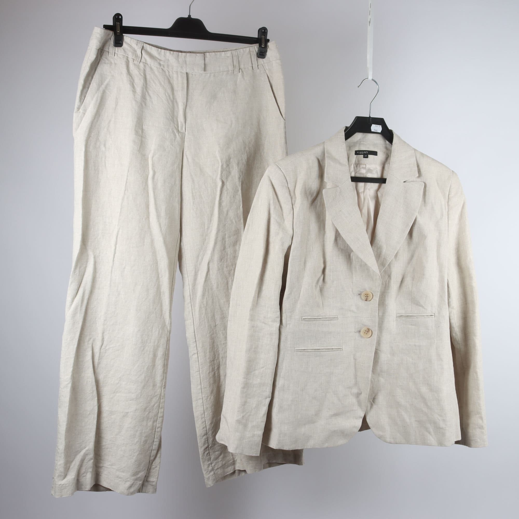 Kostym, KappAhl, beige, 100% linne, stl. 48