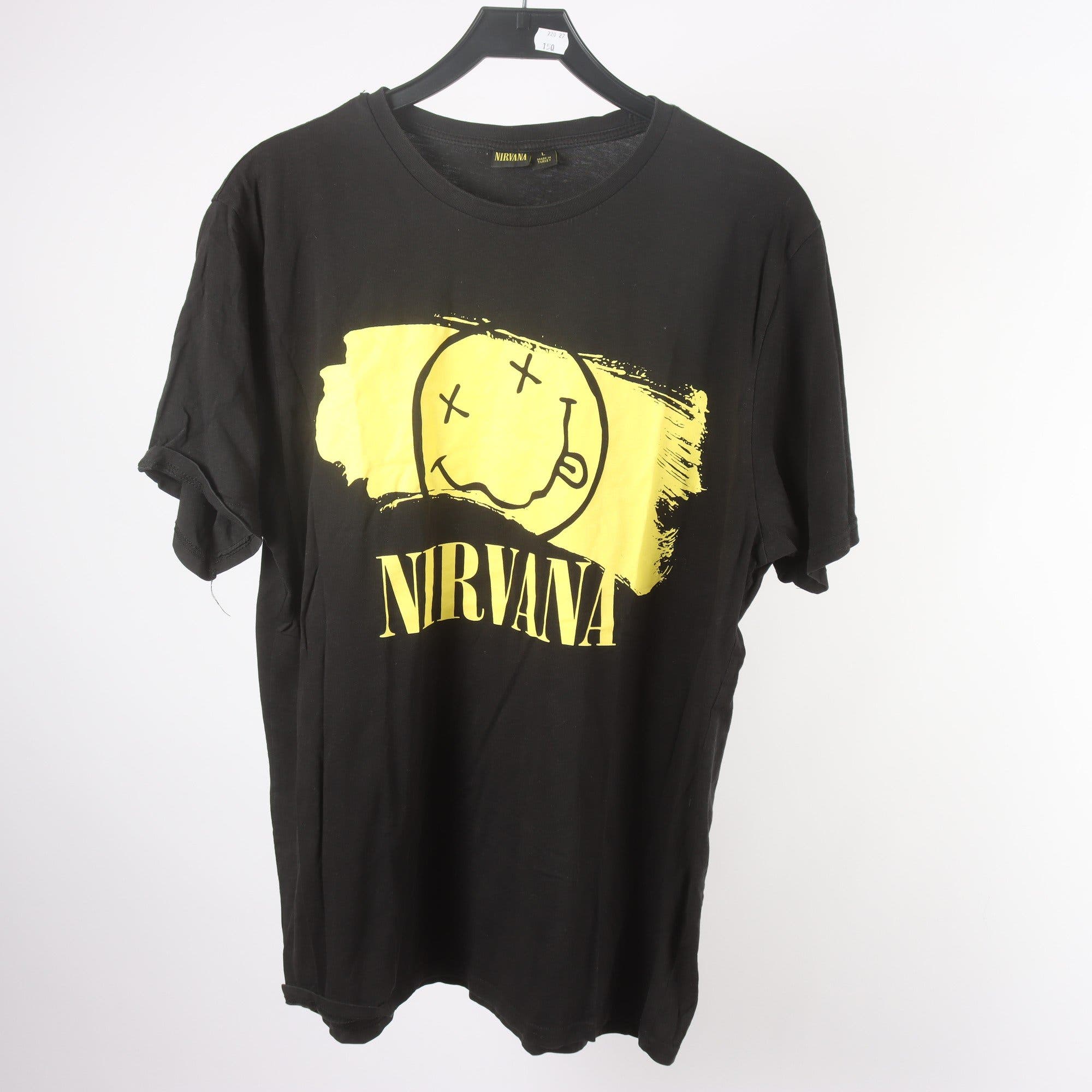 T-shirt, Nirvana, svart, gul, stl. L