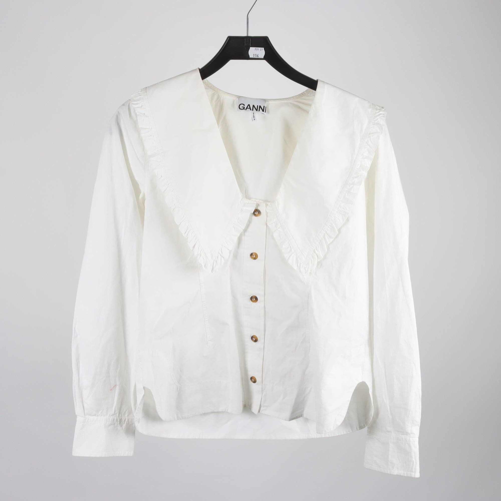 Blus, Ganni, vit, stl. 36
