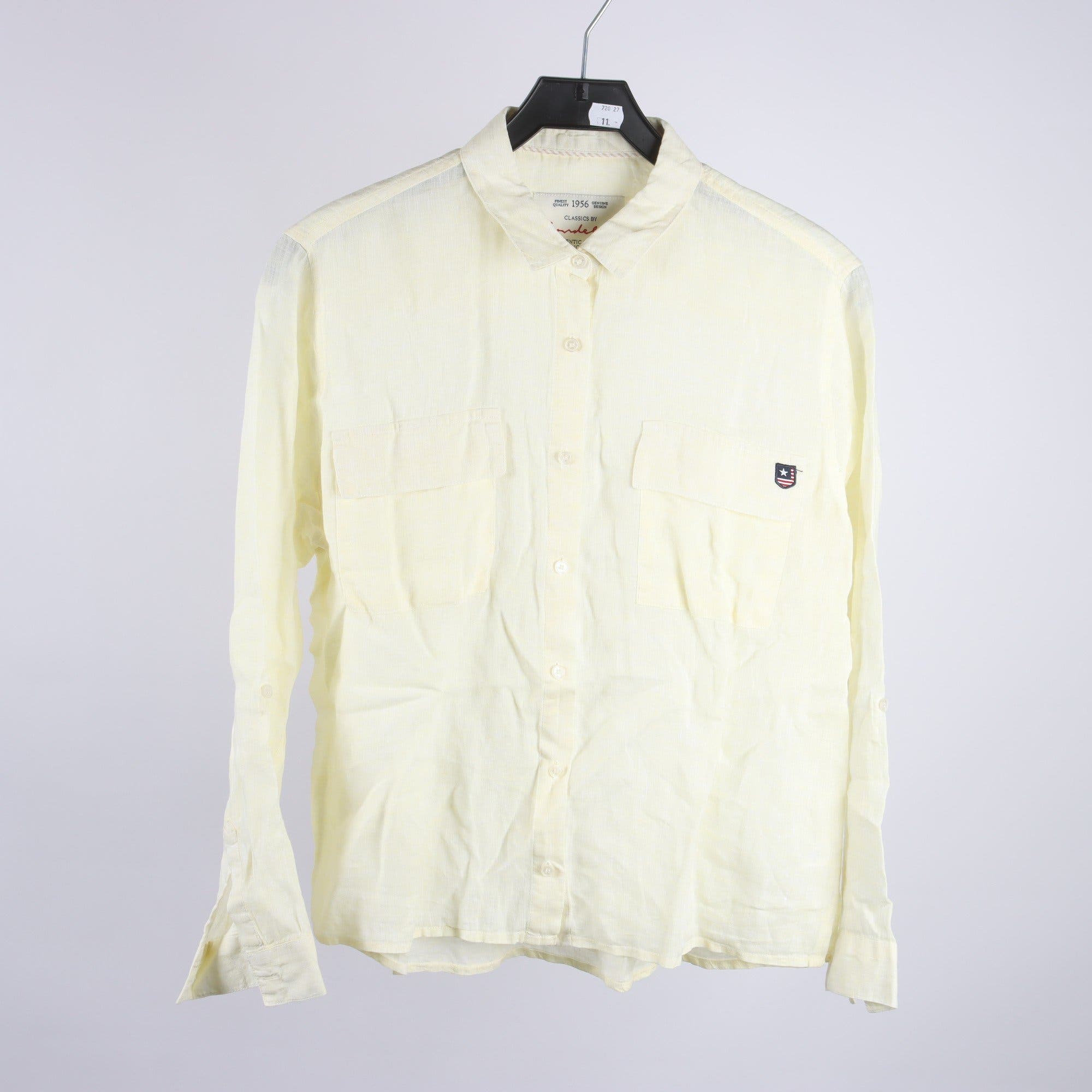 Blus/skjorta, Bondelid, gul. 100% linne, stl. M