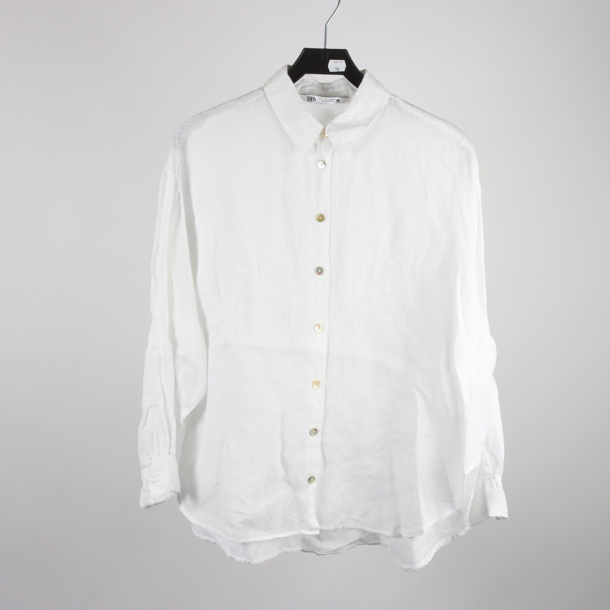 Blus/skjorta, 2-pack, Zara, vit, linne, stl. L