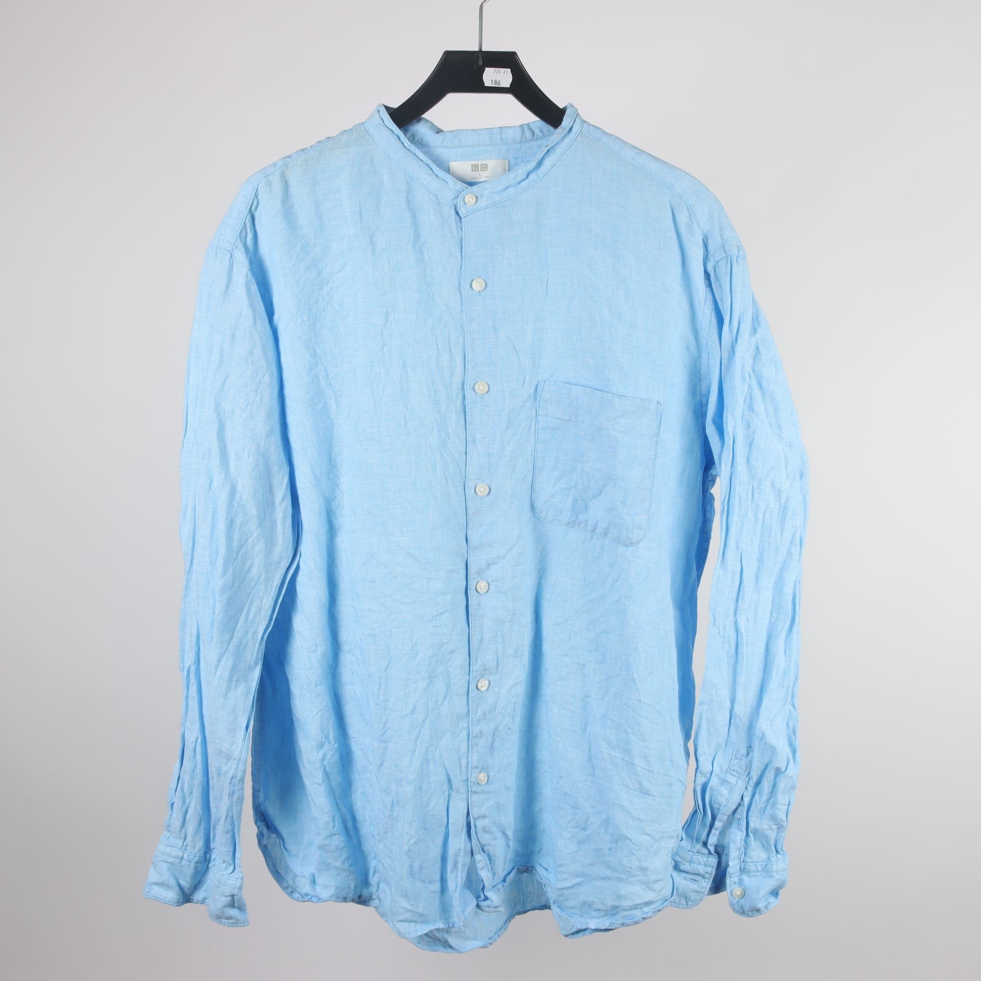 Skjorta, Uniqlo, blå, 100% linne, stl. L