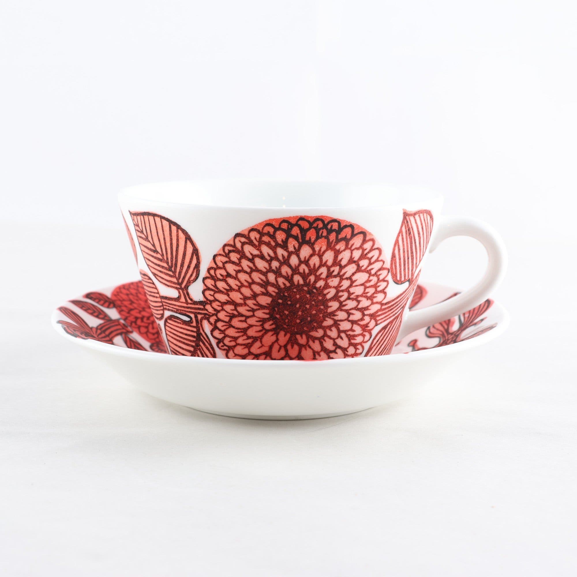 Kaffekopp, Gustavsberg, ”Röd Aster” Stig Lindberg, flintgods