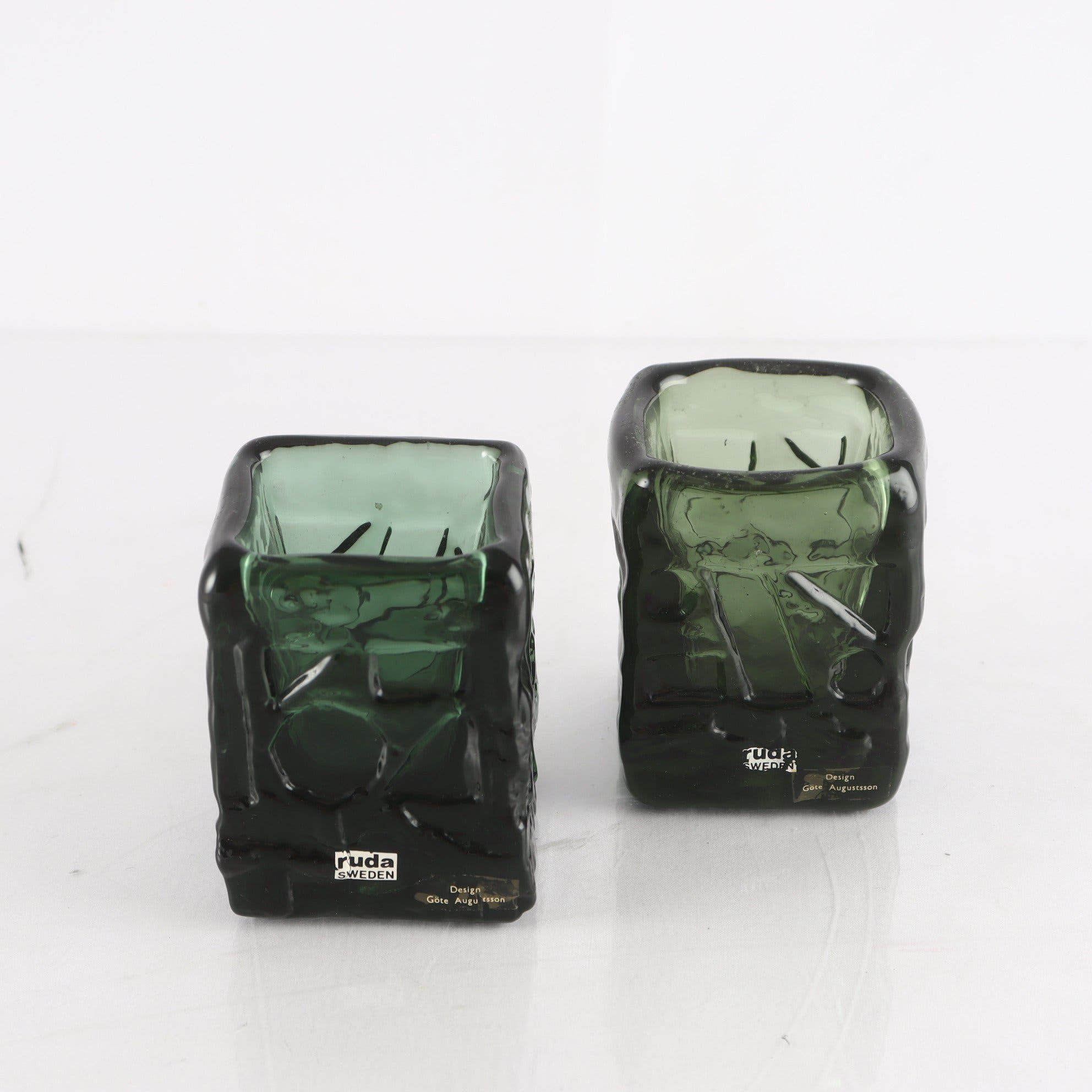 Ljuslyktor, glas, Göte Augustsson, Ruda glasbruk, 1970-60-tal, 2 st