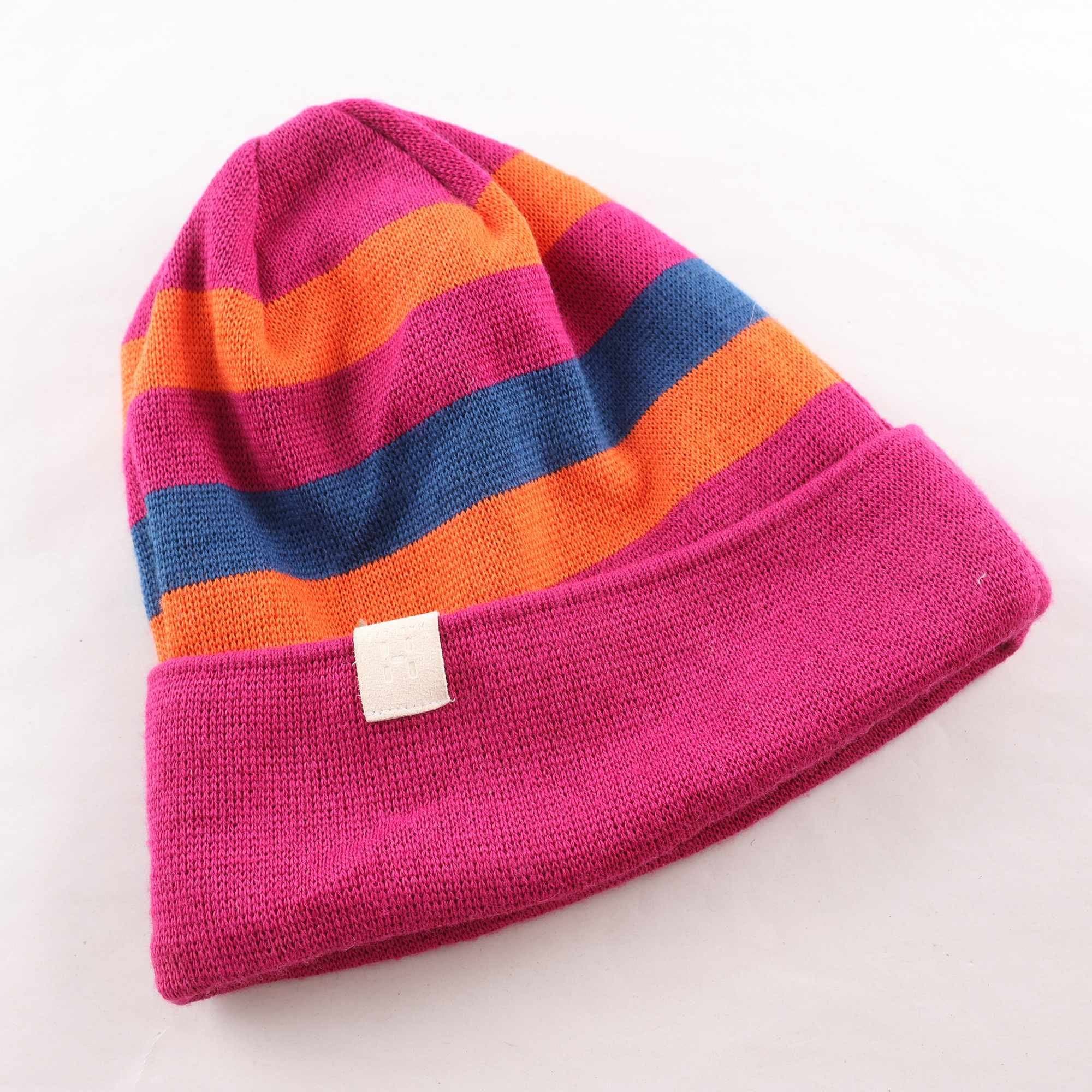 Mössa, Haglöfs, randig, orange, rosa, ullmix, stl. one size.