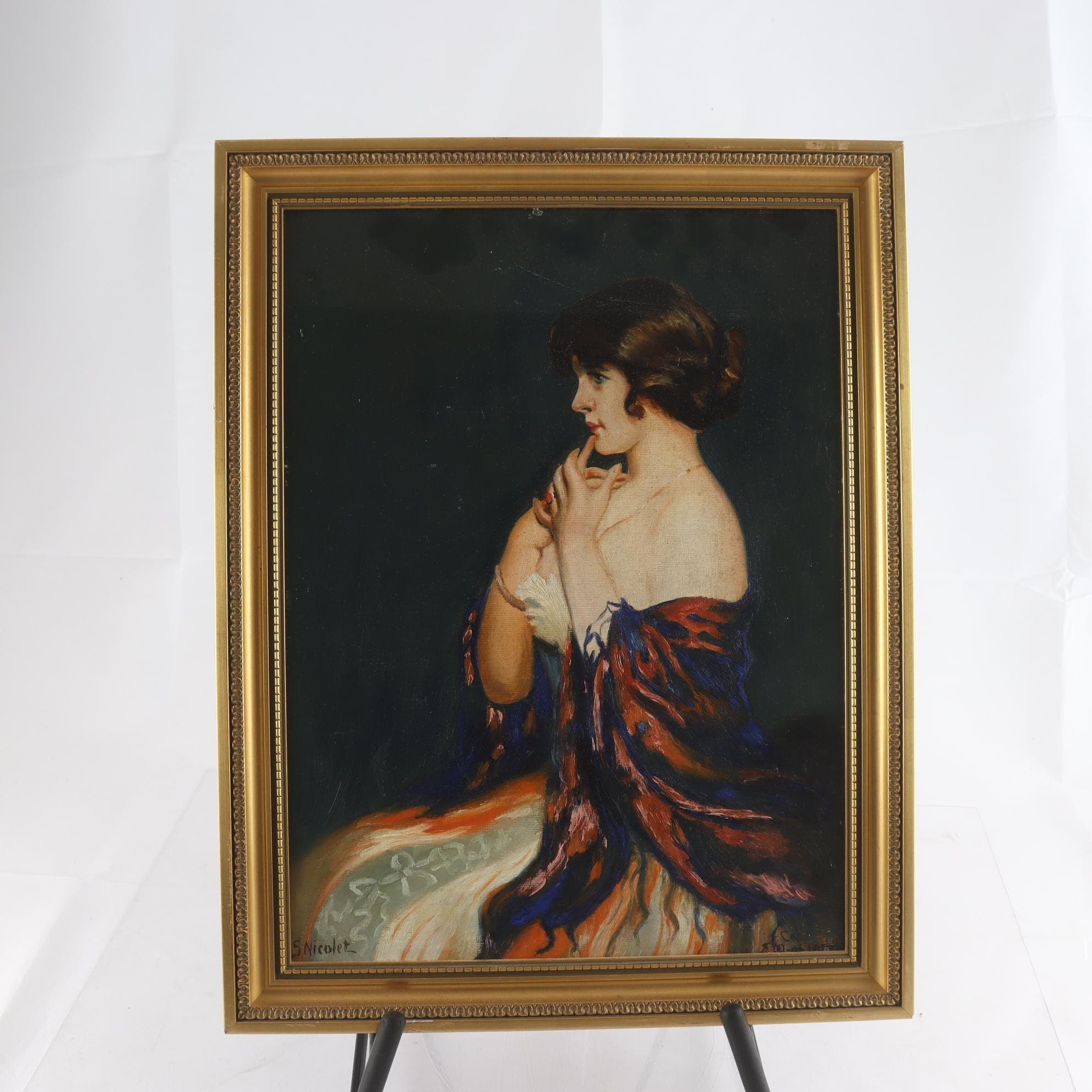Olja på pannå, kopia efter Gabriel Emile Nicolet, (1856-1921). Samfraktas ej.