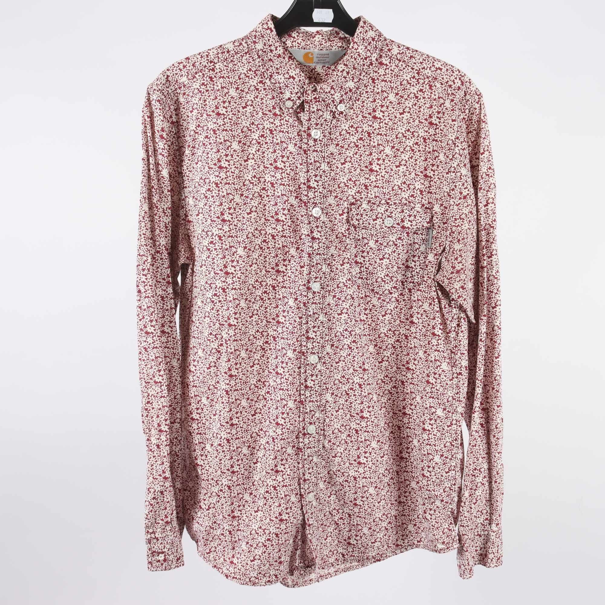 Skjorta, Carhartt, blommig, vit, vinröd, stl. M.