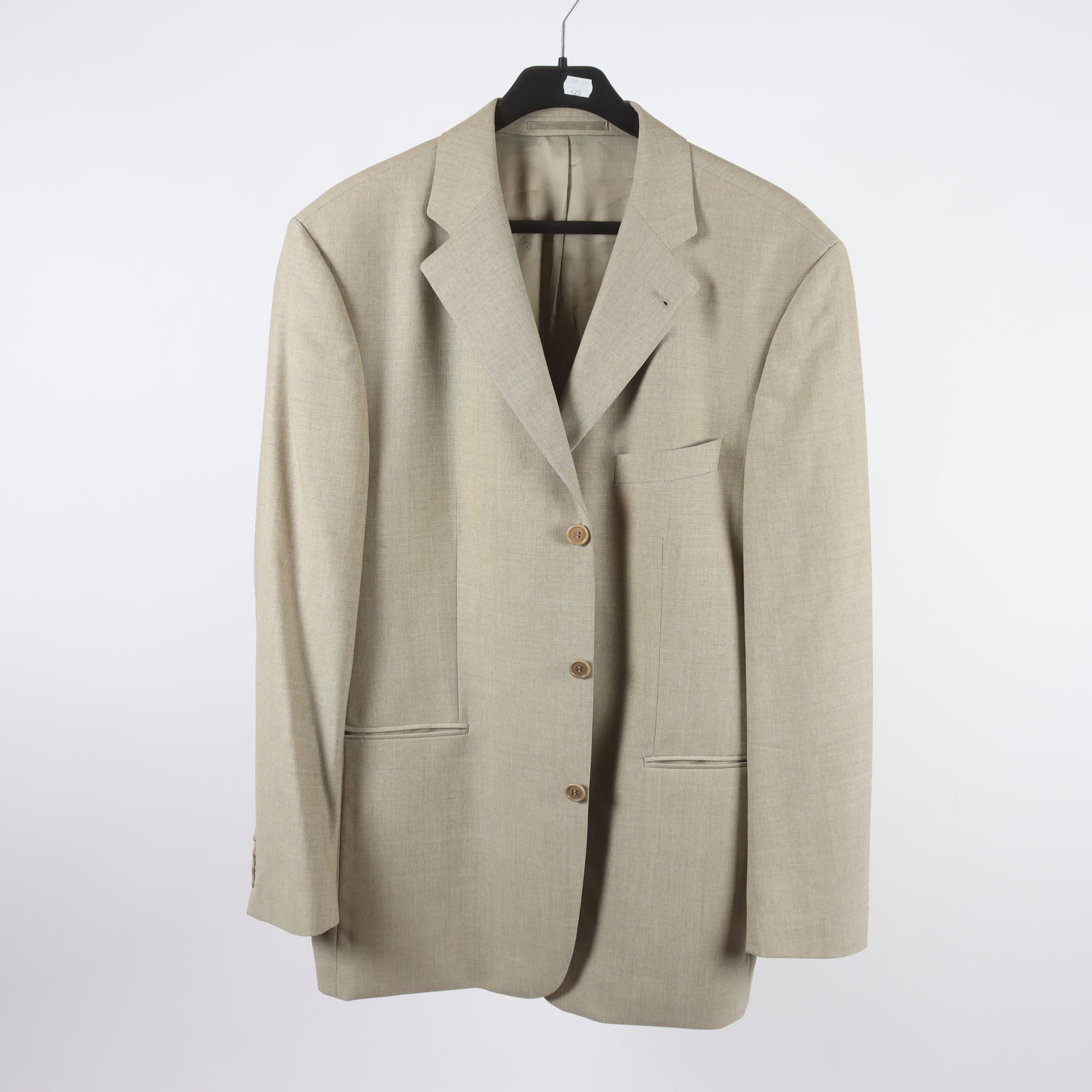 Kavaj, Balmain, beige, 100% ull, stl. 56.