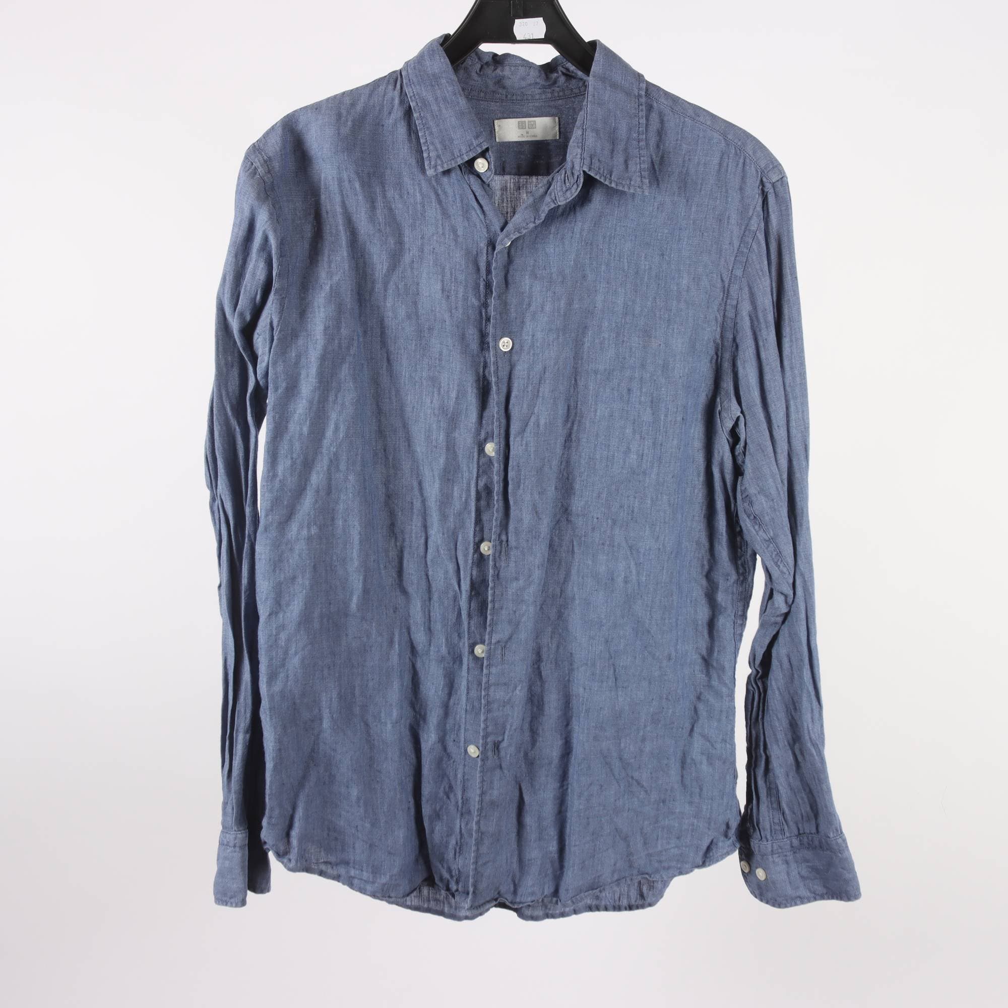 Skjorta, Uniqlo, blå, 100% lin, stl. M.