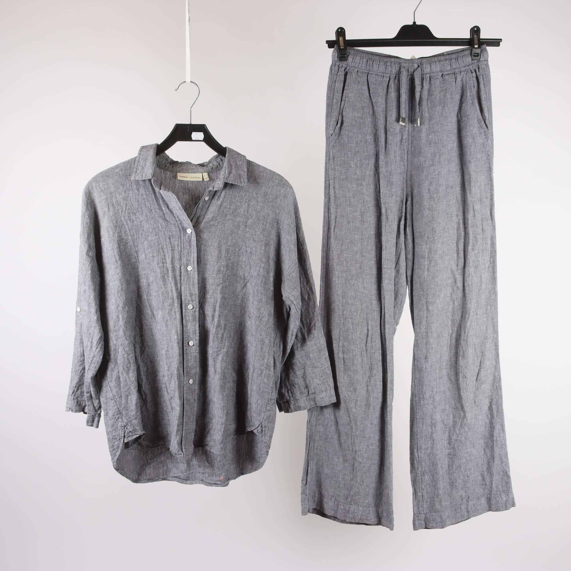 Byxor och blus, InWear, grå, 52% lin, stl. 34.
