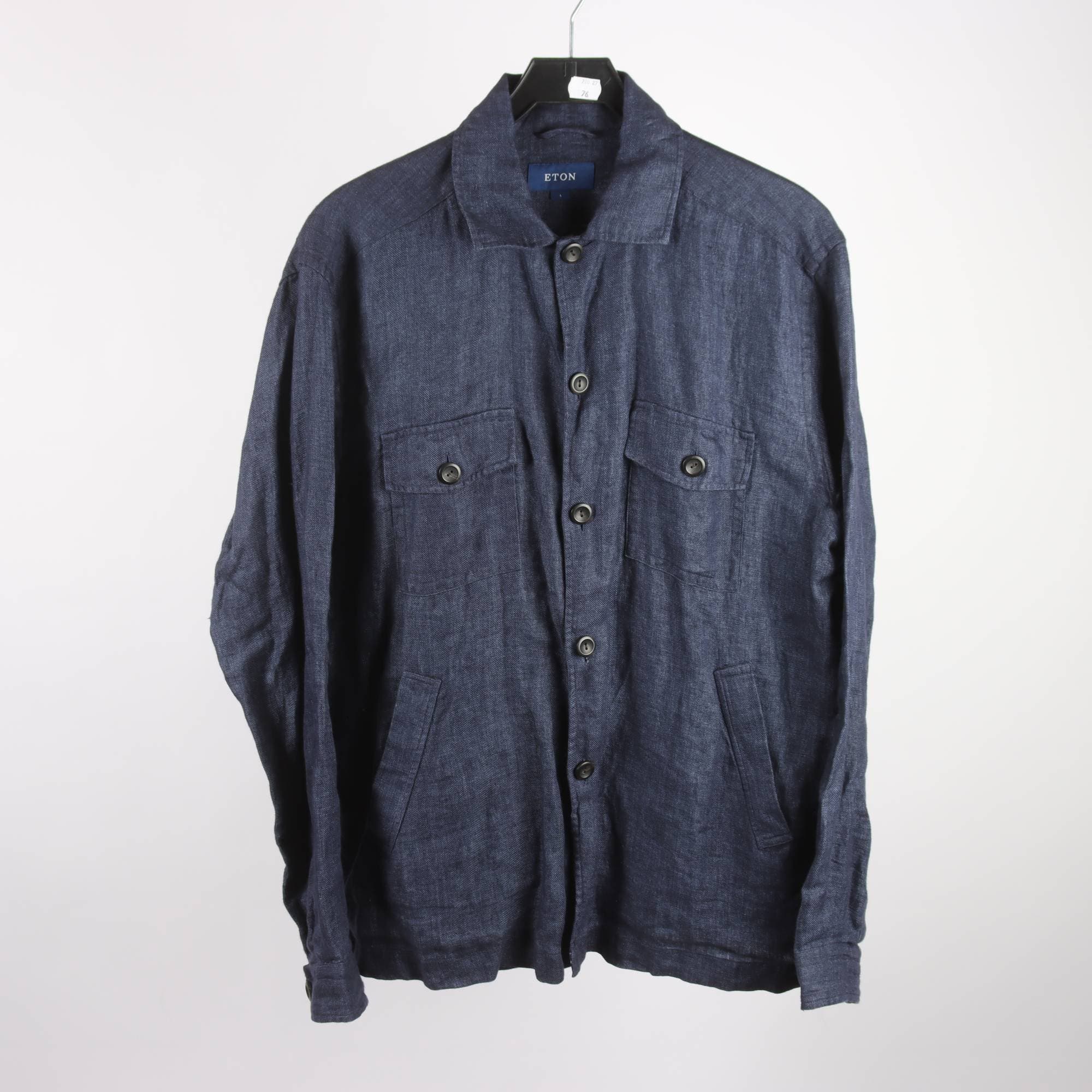 Overshirt/jacka, Eton, blå, 100% linne, stl. L