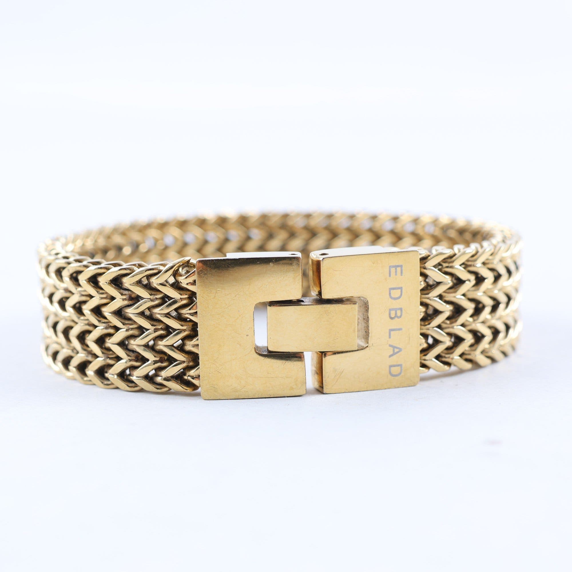 Armband, Edblad, grov länk, guldfärgat stål.