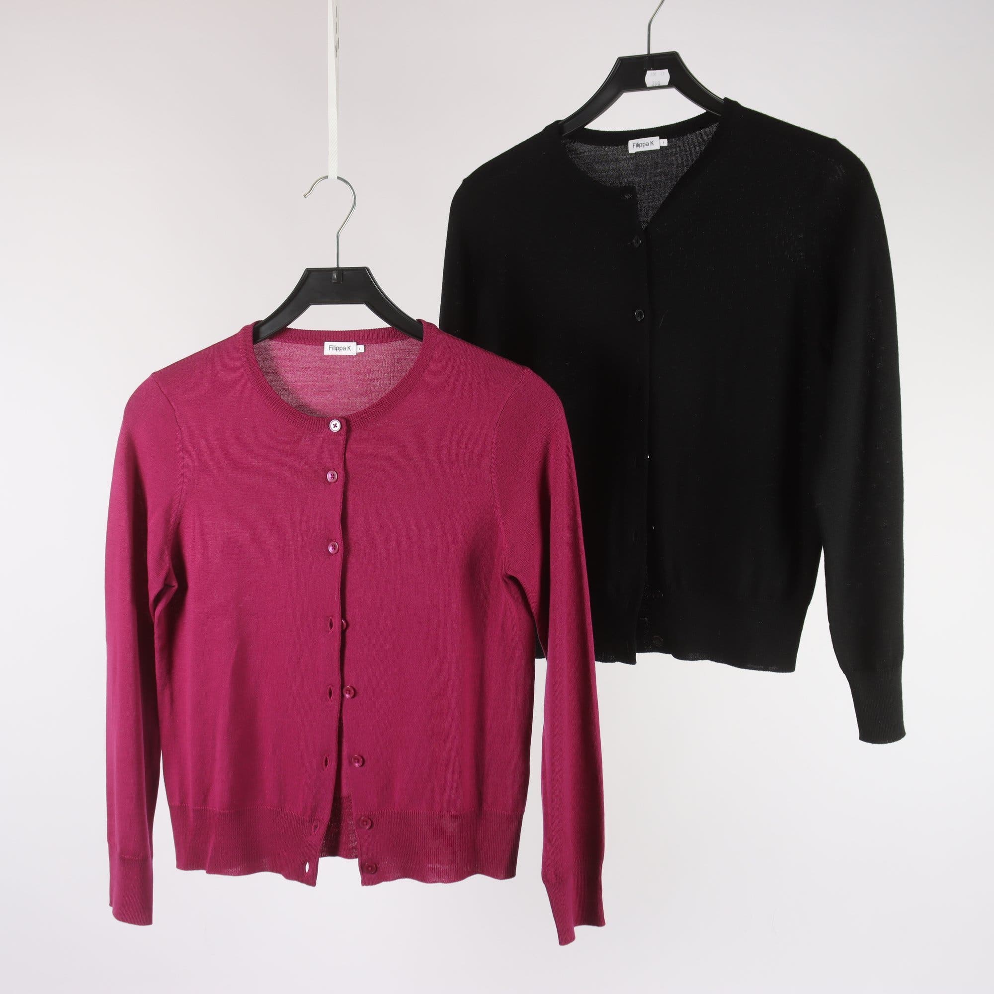 Kofta, Filippa K, 2-pack, svart, vinröd, 100% ull, stl. S.