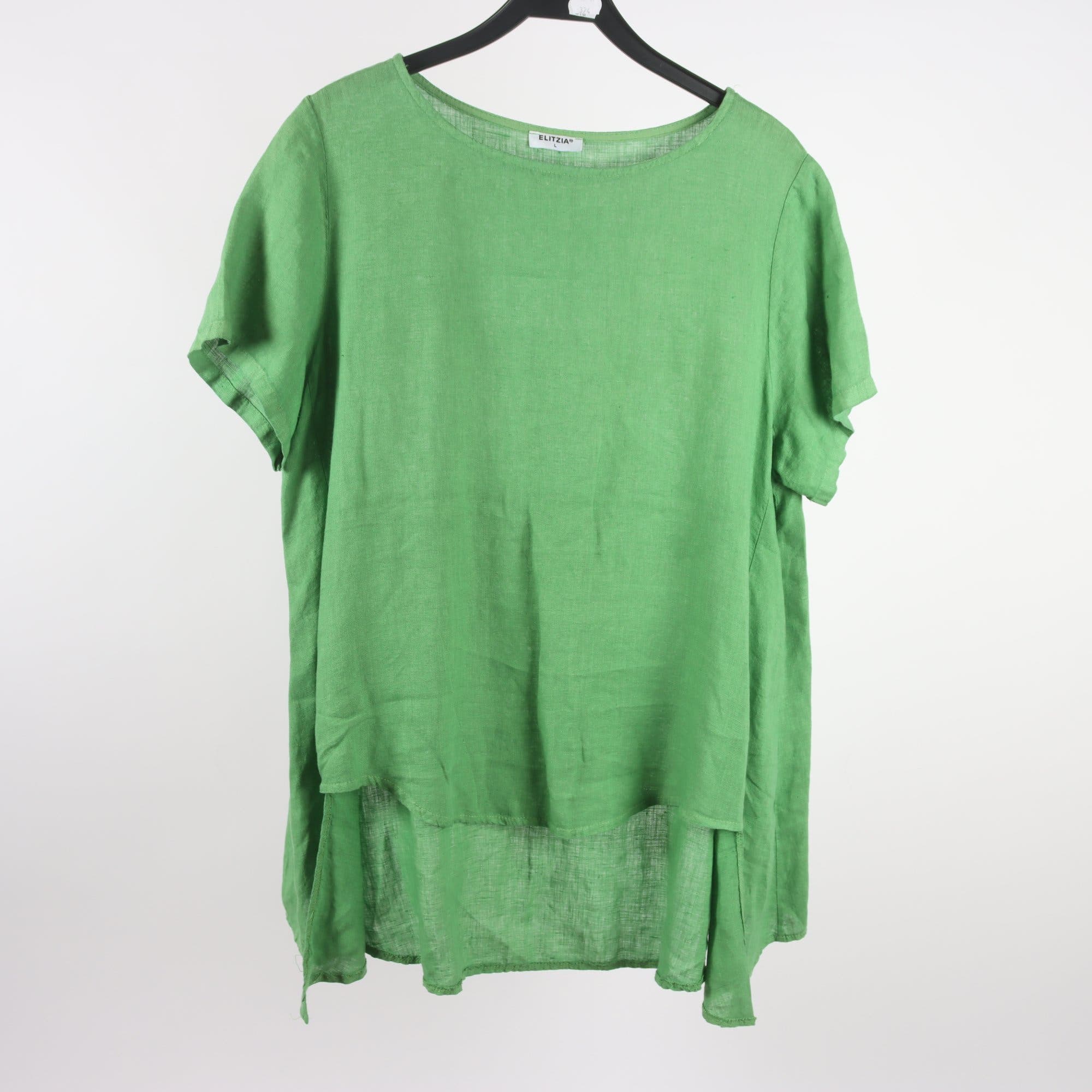 Blus, Elitzia, grön, 100% lin, stl. L.