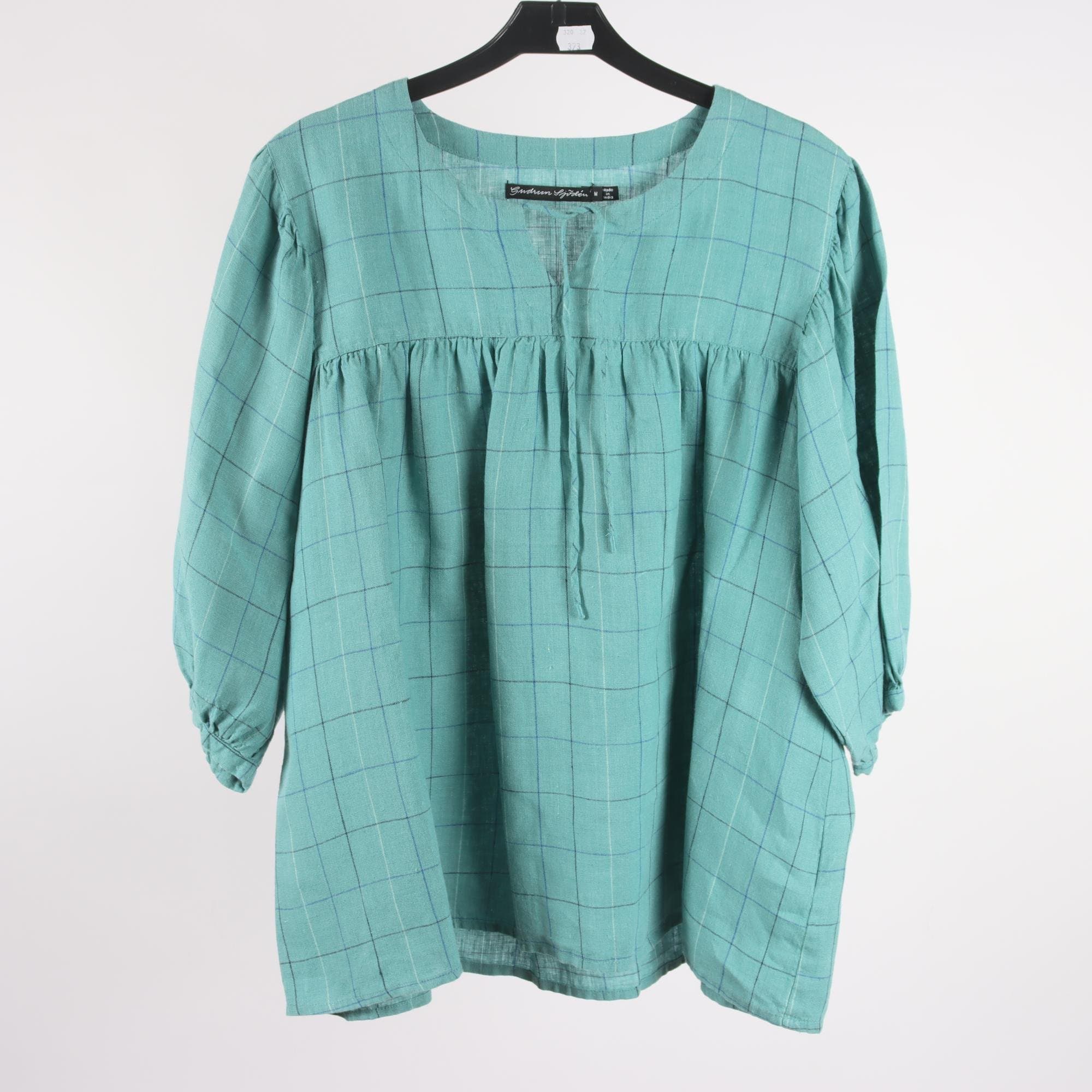 Blus, Gudrun Sjödén, turkos, 100% lin, stl. M.