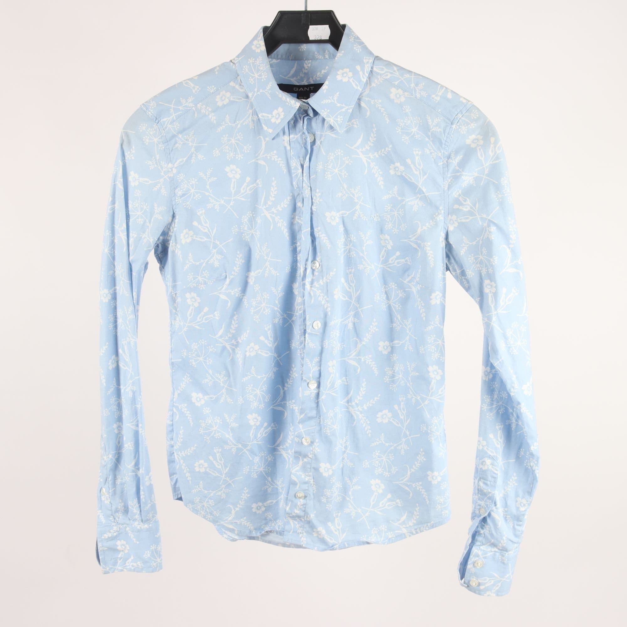 Blus, Gant, blå, vit, stl. 34.