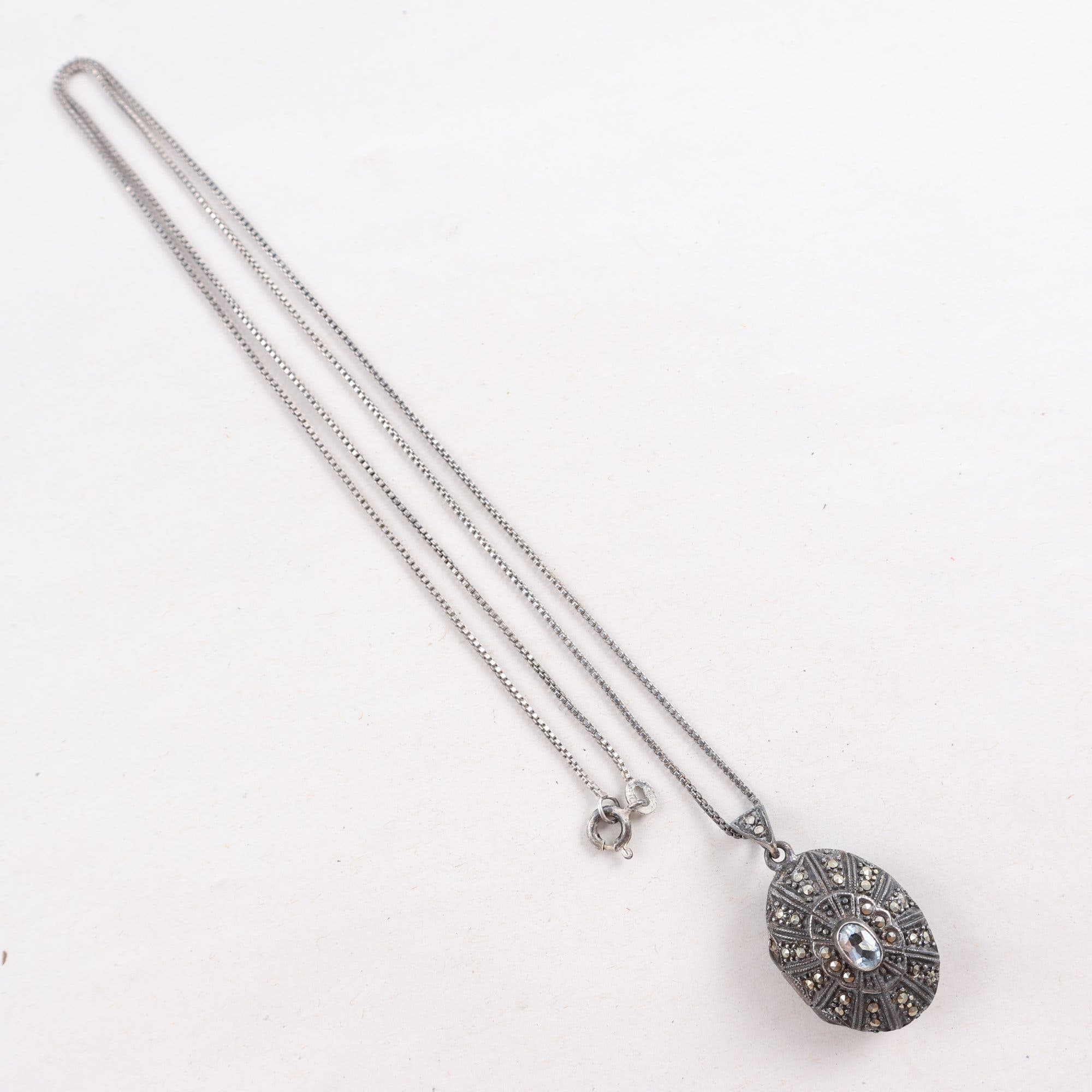 Halsband & hänge, silver, markasiter, brv: 13.8g