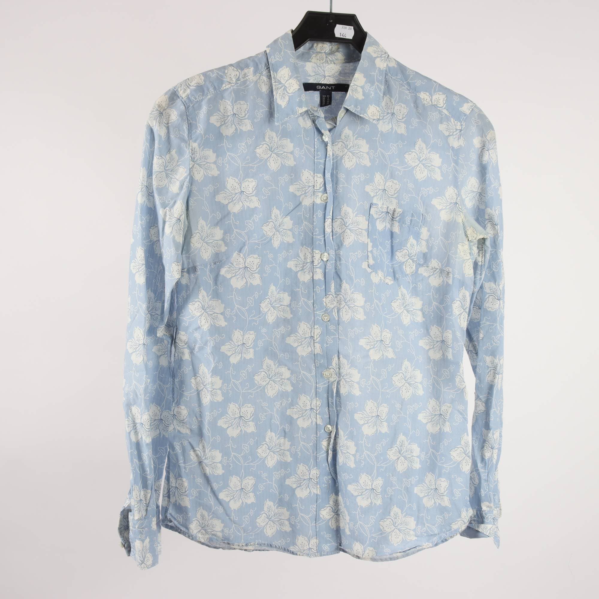 Blus, Gant, blå, vit, stl. 38