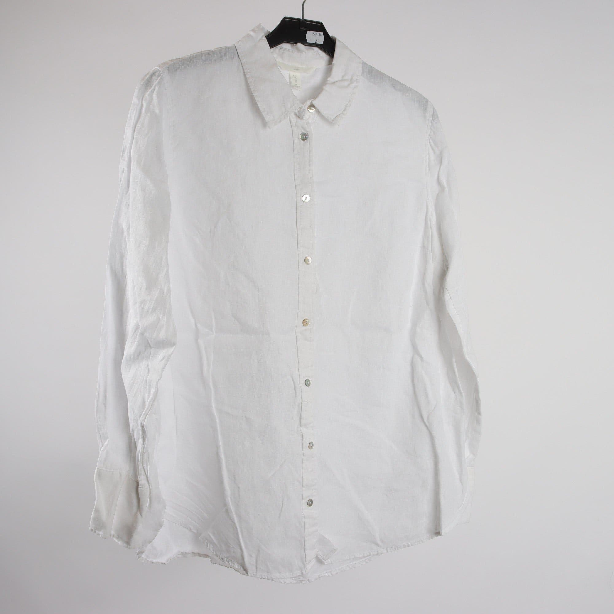 Blus, Blus/skjorta, H&M, vit, 100% linne, stl. 38