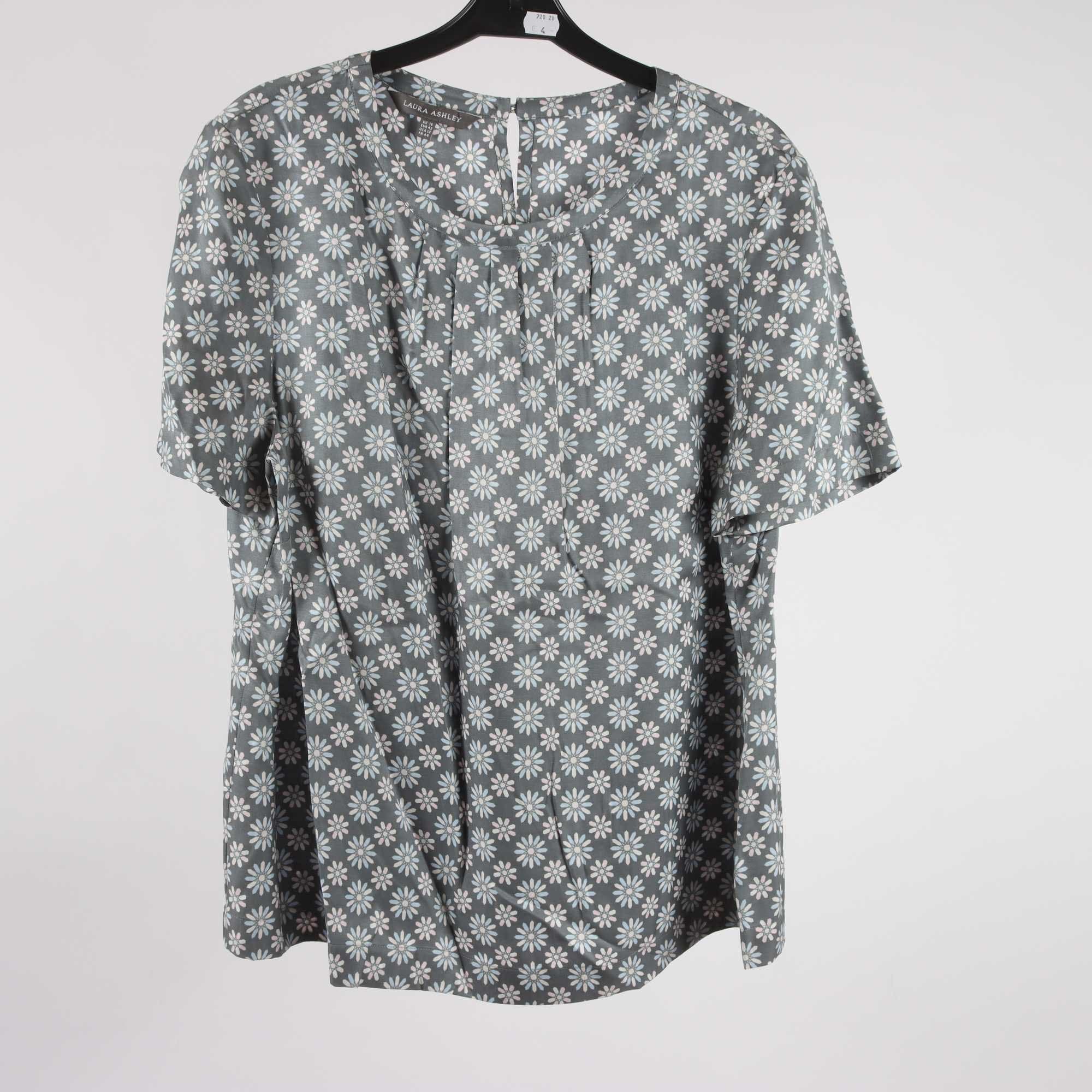 Blus, Laura Ashley, grå, blommig, stl. 42