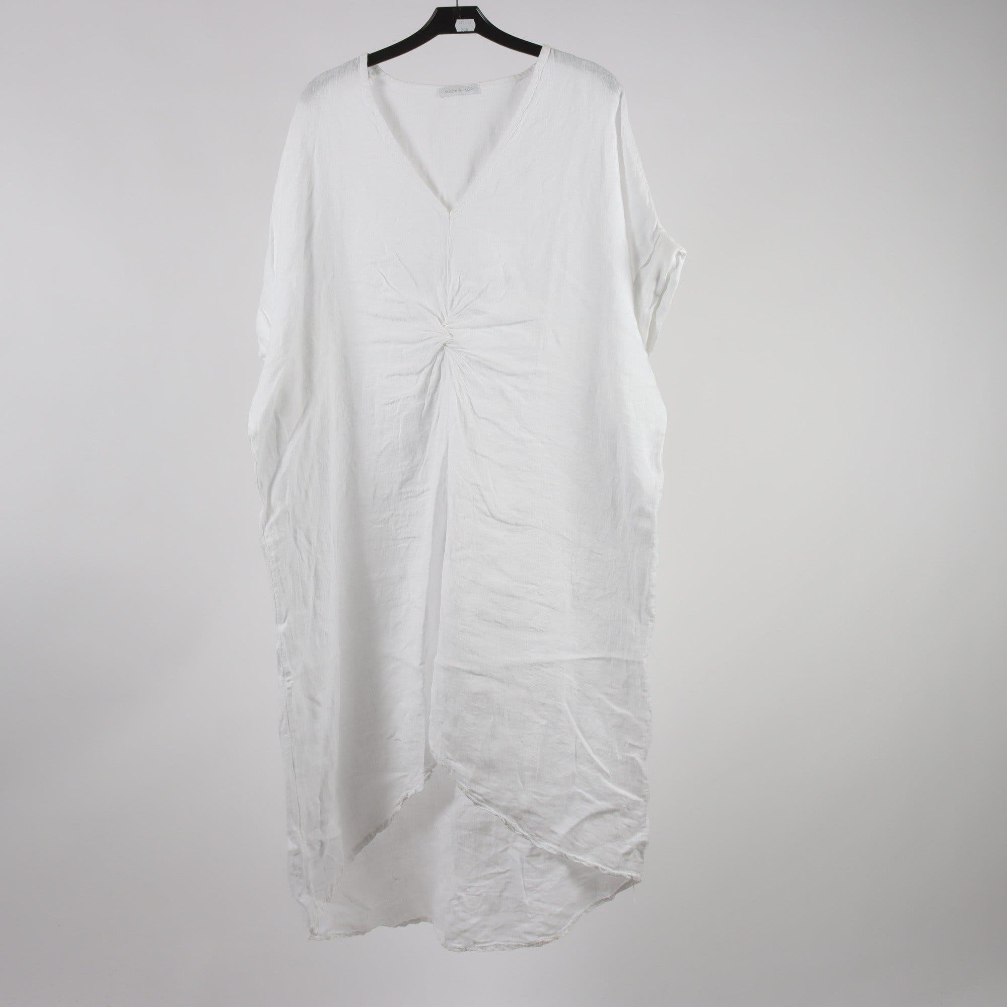 Klänning, Made in Italy, vit, 100% lin, stl. one size.
