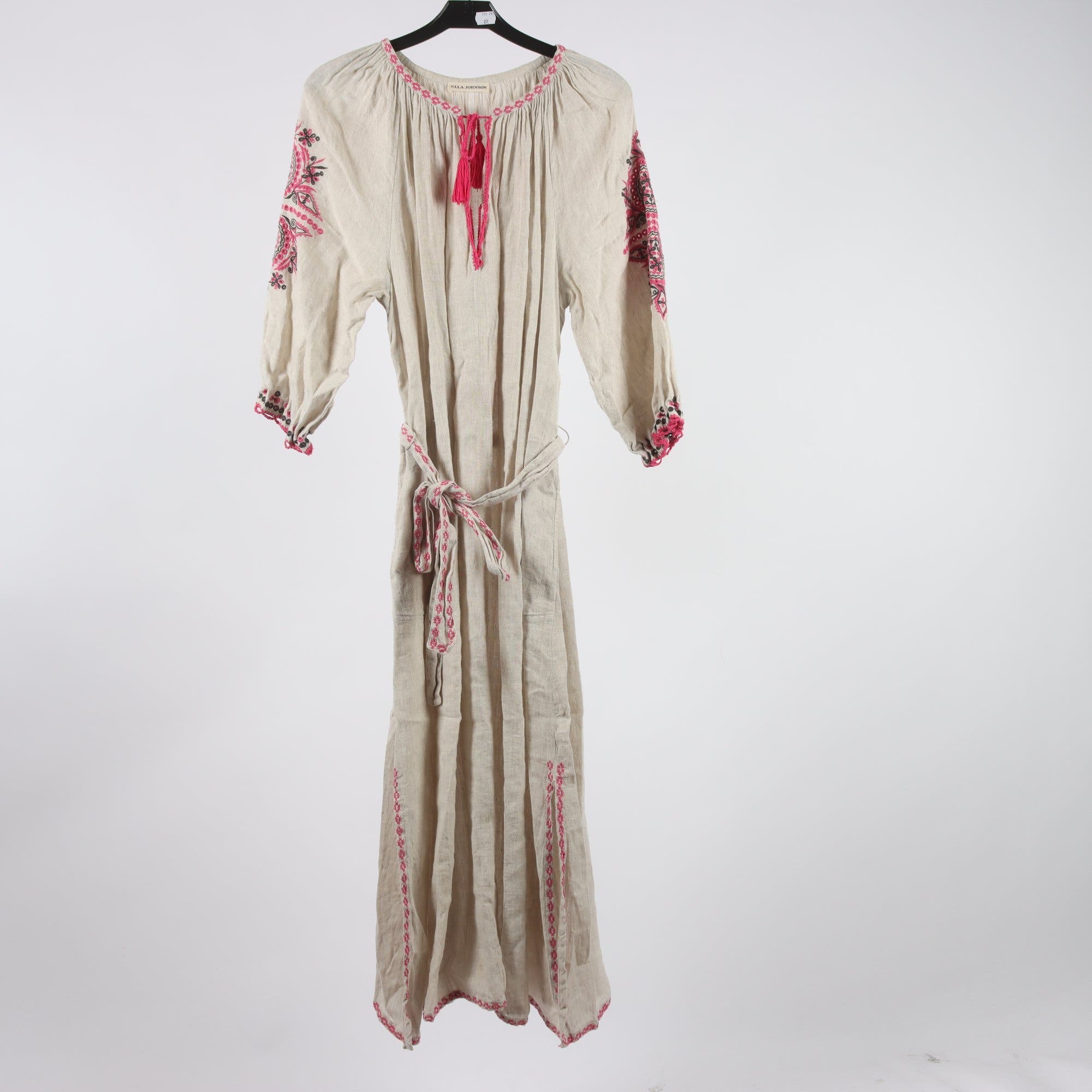Klänning, Ulla Johnson, sand, rosa, linblandning, stl. ca. M/L