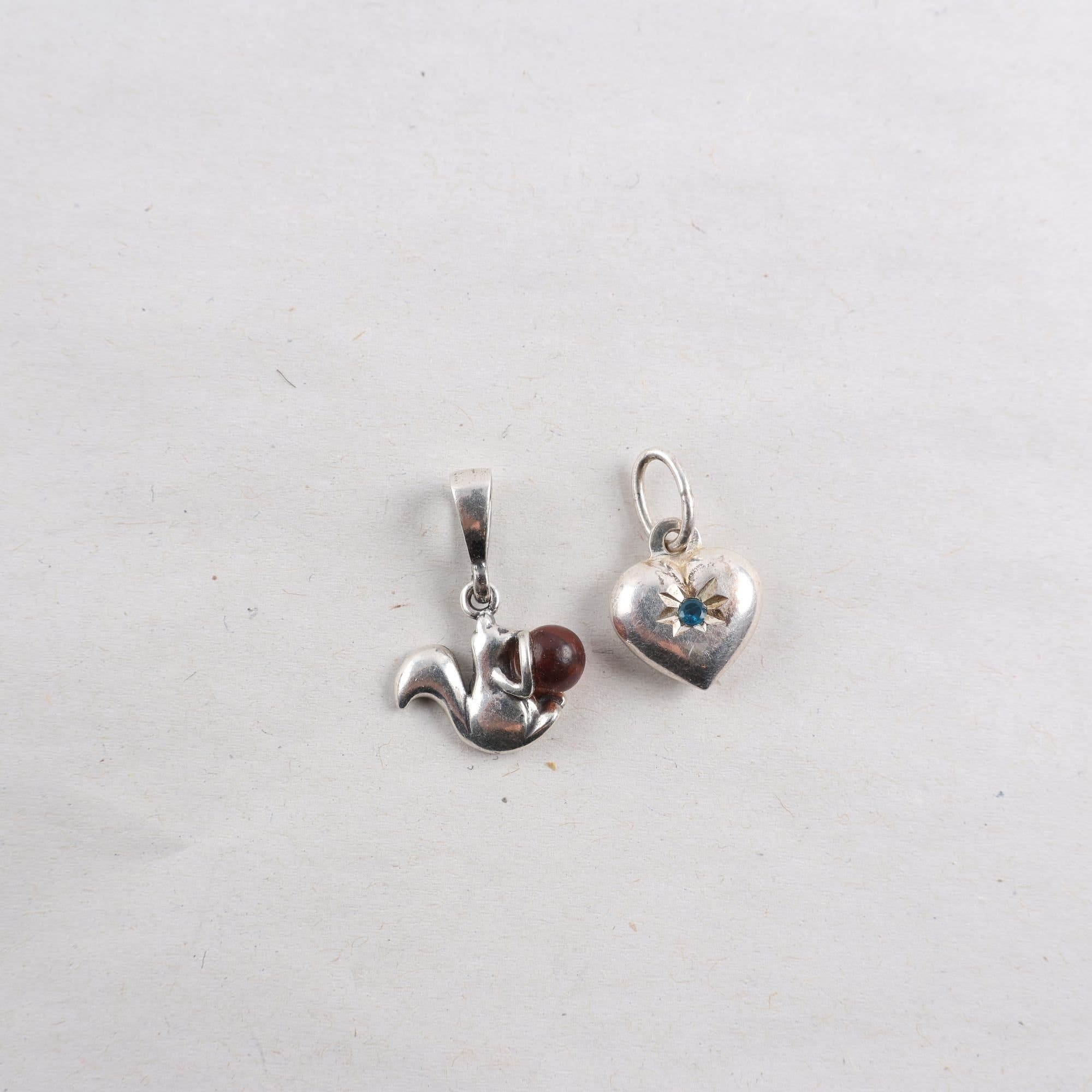 Hängen, silver, ekorre, hjärta
