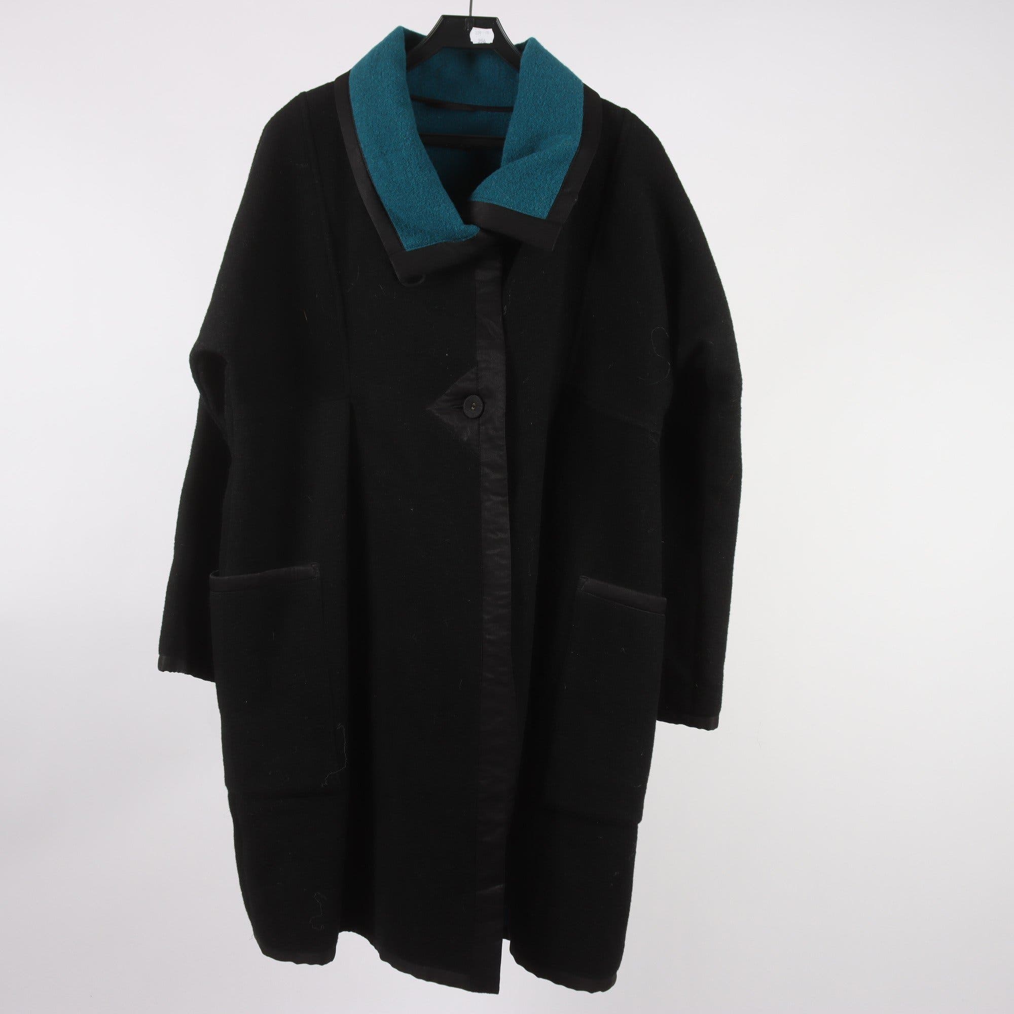 Ullkappa, Gudrun Sjödén, svart, turkos, 100% ull, stl. ca. M.