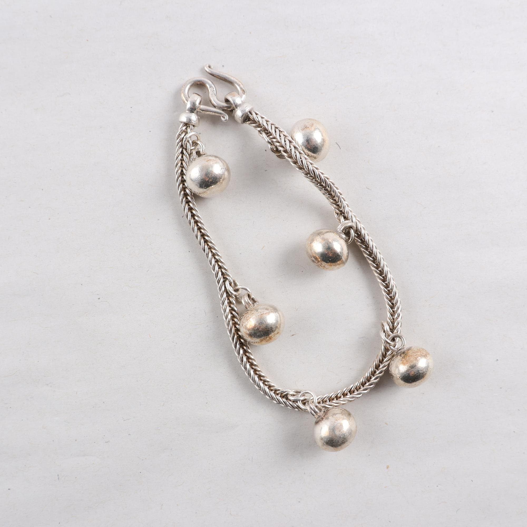 Armband, silverpläterad, berlocker