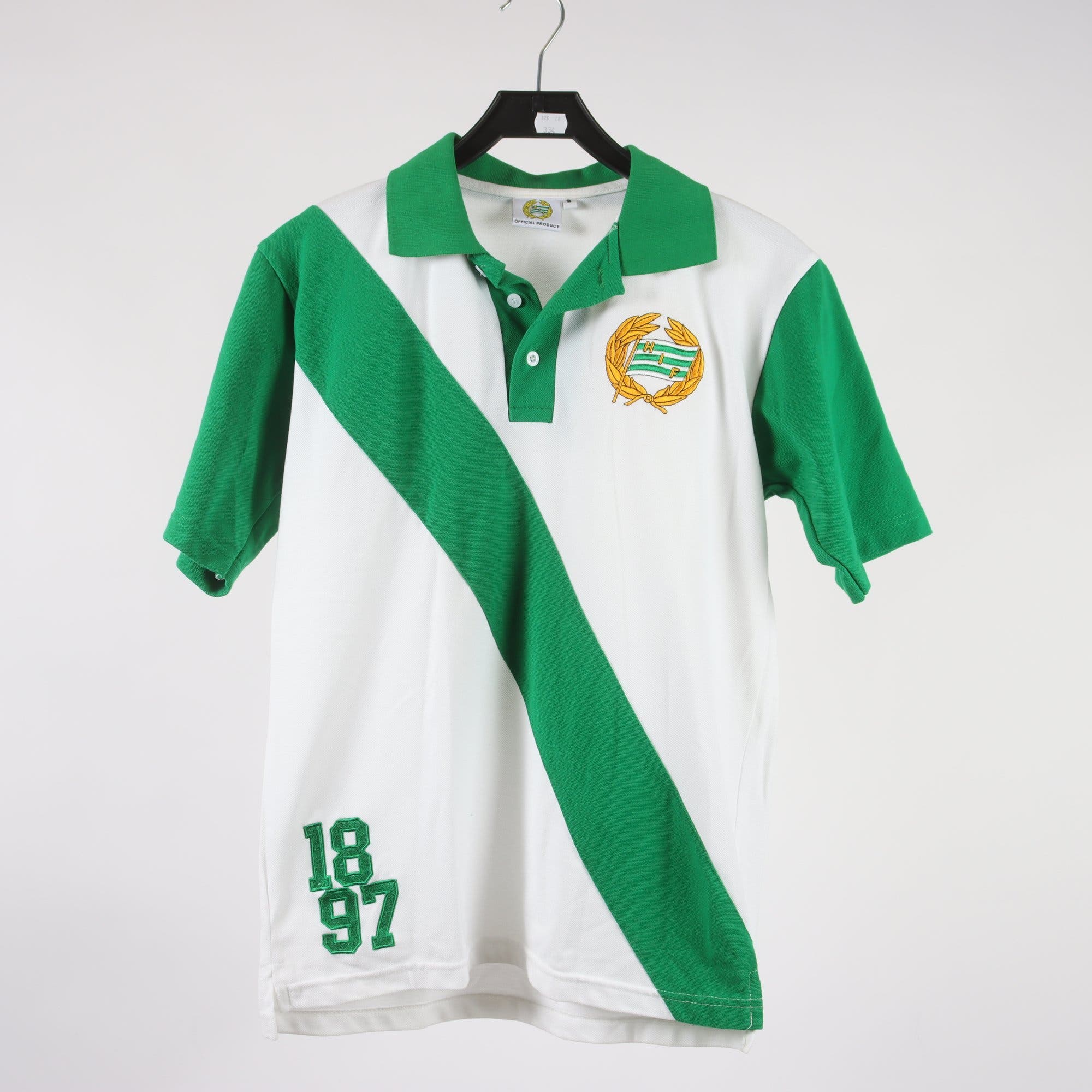 Piké, HIF, Hammarby, vit, grön, stl. S.