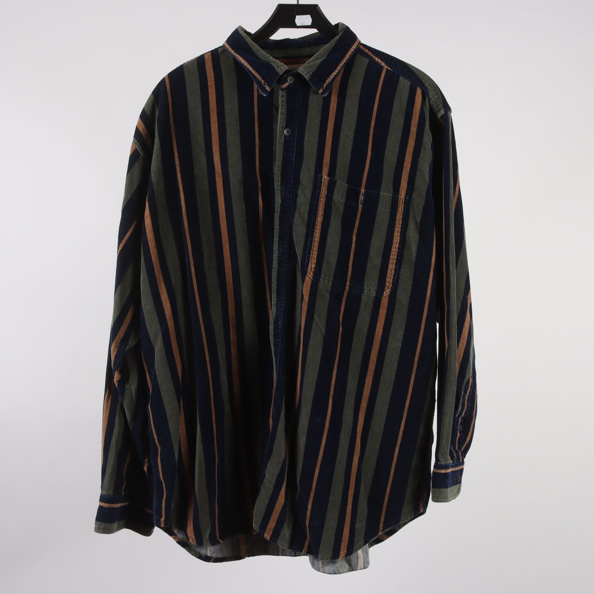 Skjorta, Northwest Territory, randig, grön, blå, manchester, stl. XL.