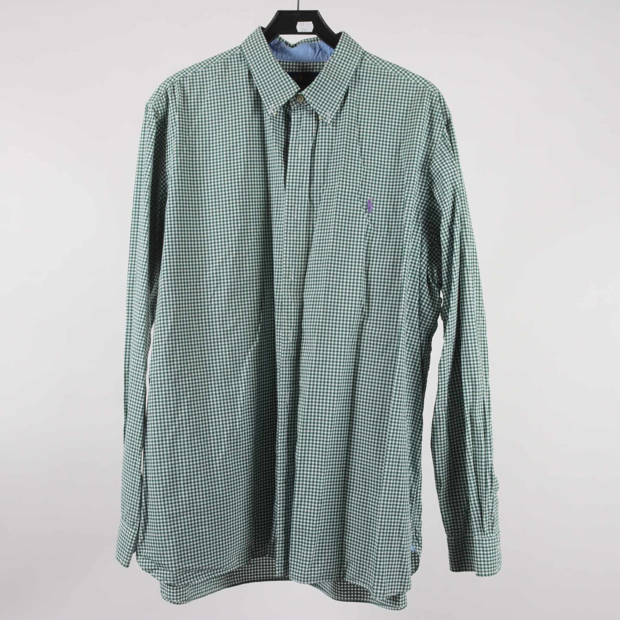 Skjorta, Ralph Lauren, rutig, vit, grön, stl. XXL.