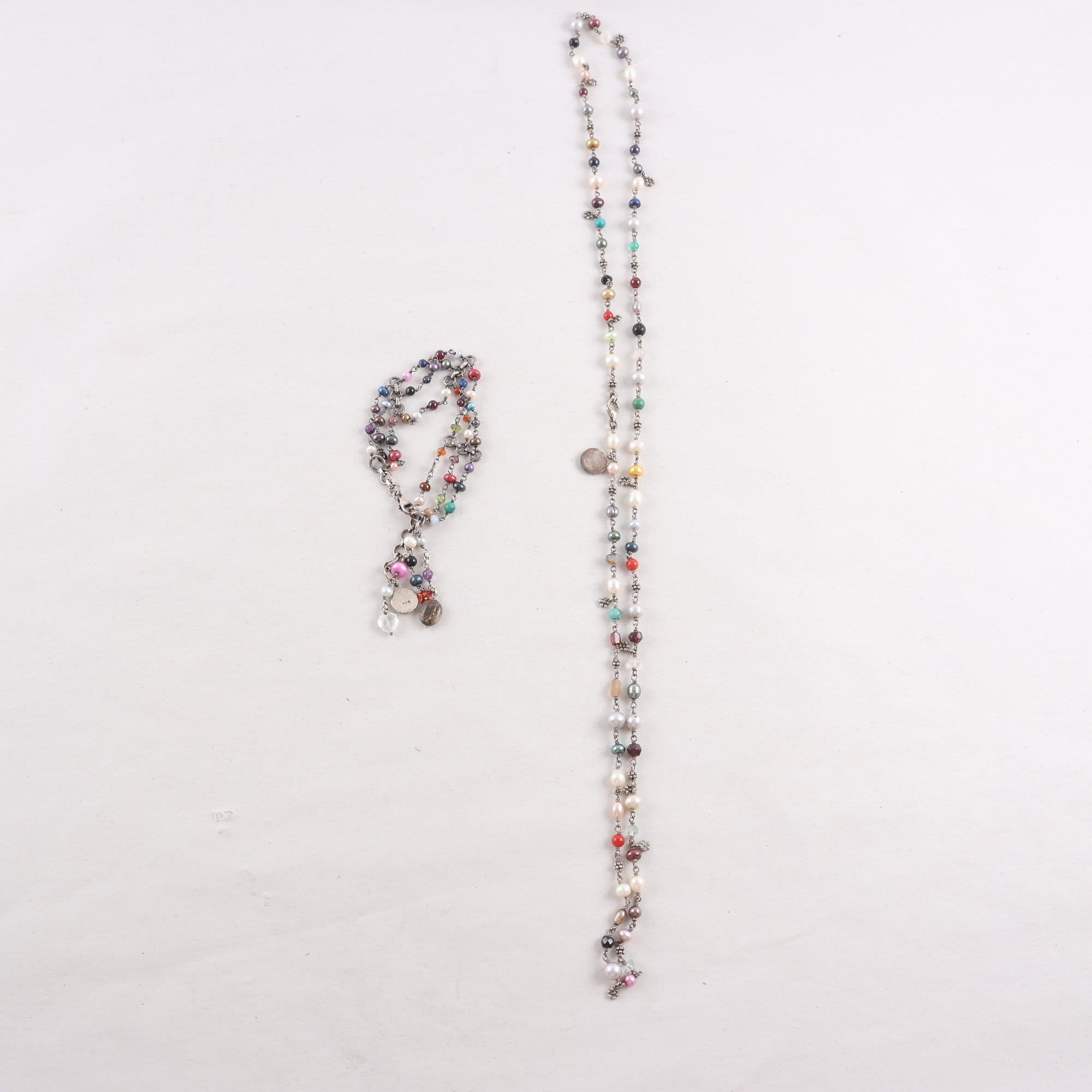 Halsband och armband, kumkum, Silver 925