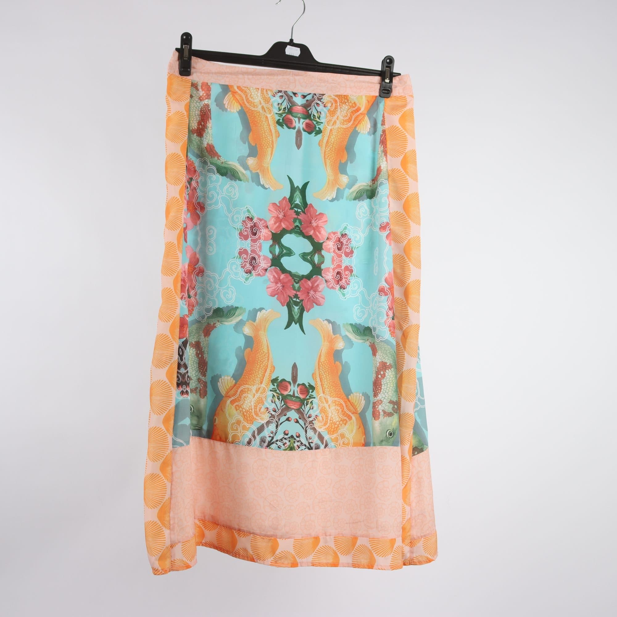 Kjol, Soul Kathrine, orange, tukos, 30% silke, stl. L.