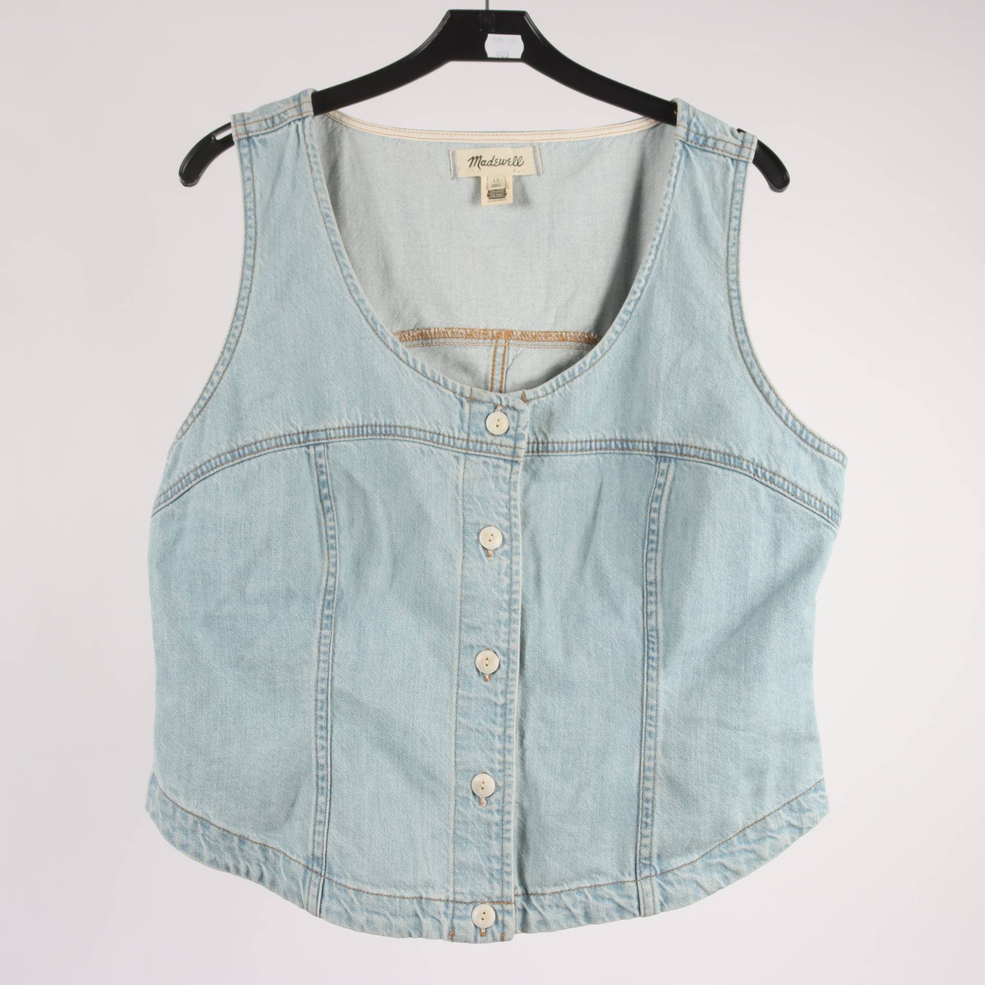 Väst, Madewell, blå, jeans, stl. ca. S.