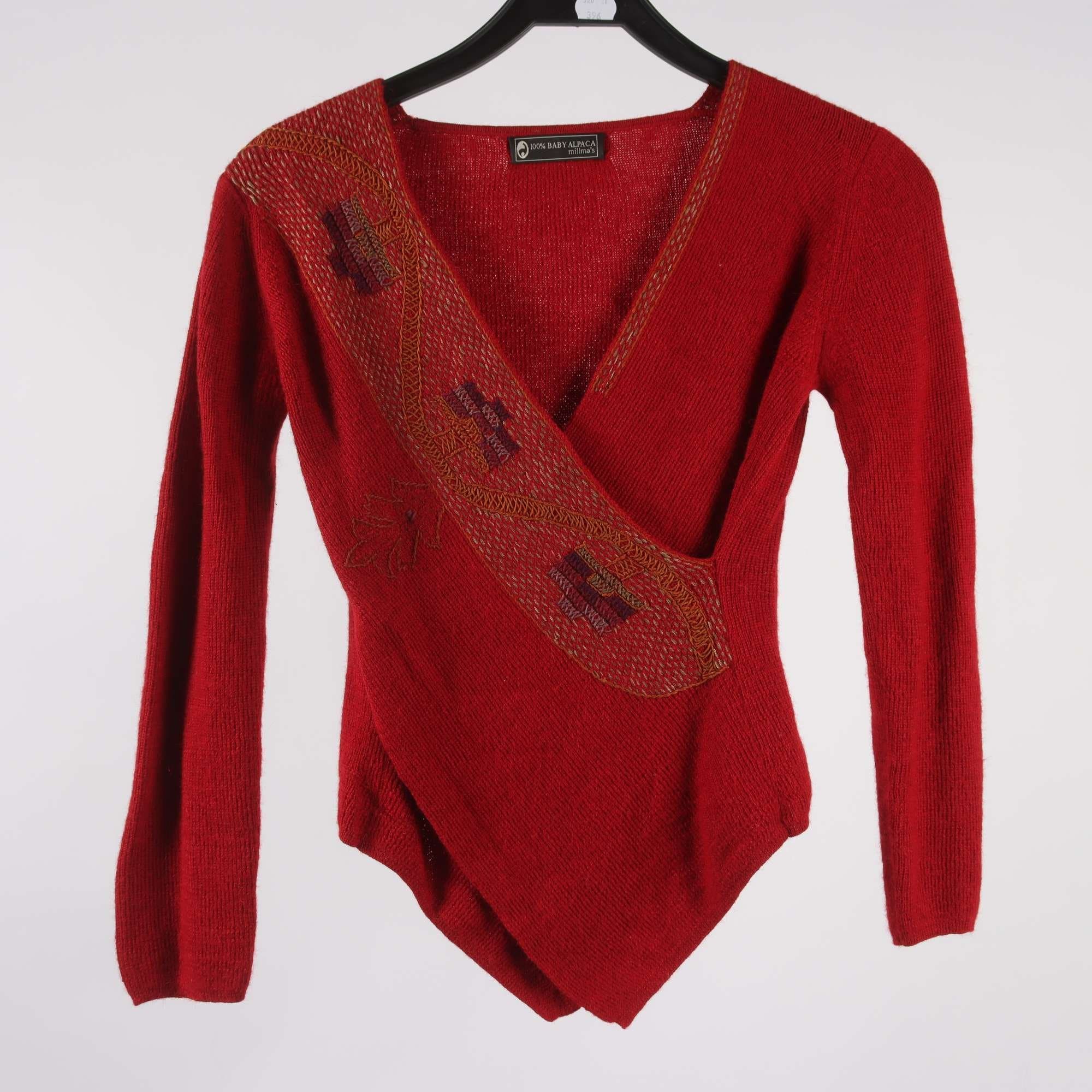 Tröja, Millma´s, vinröd,100% baby alpaca, stl. ca. XS.