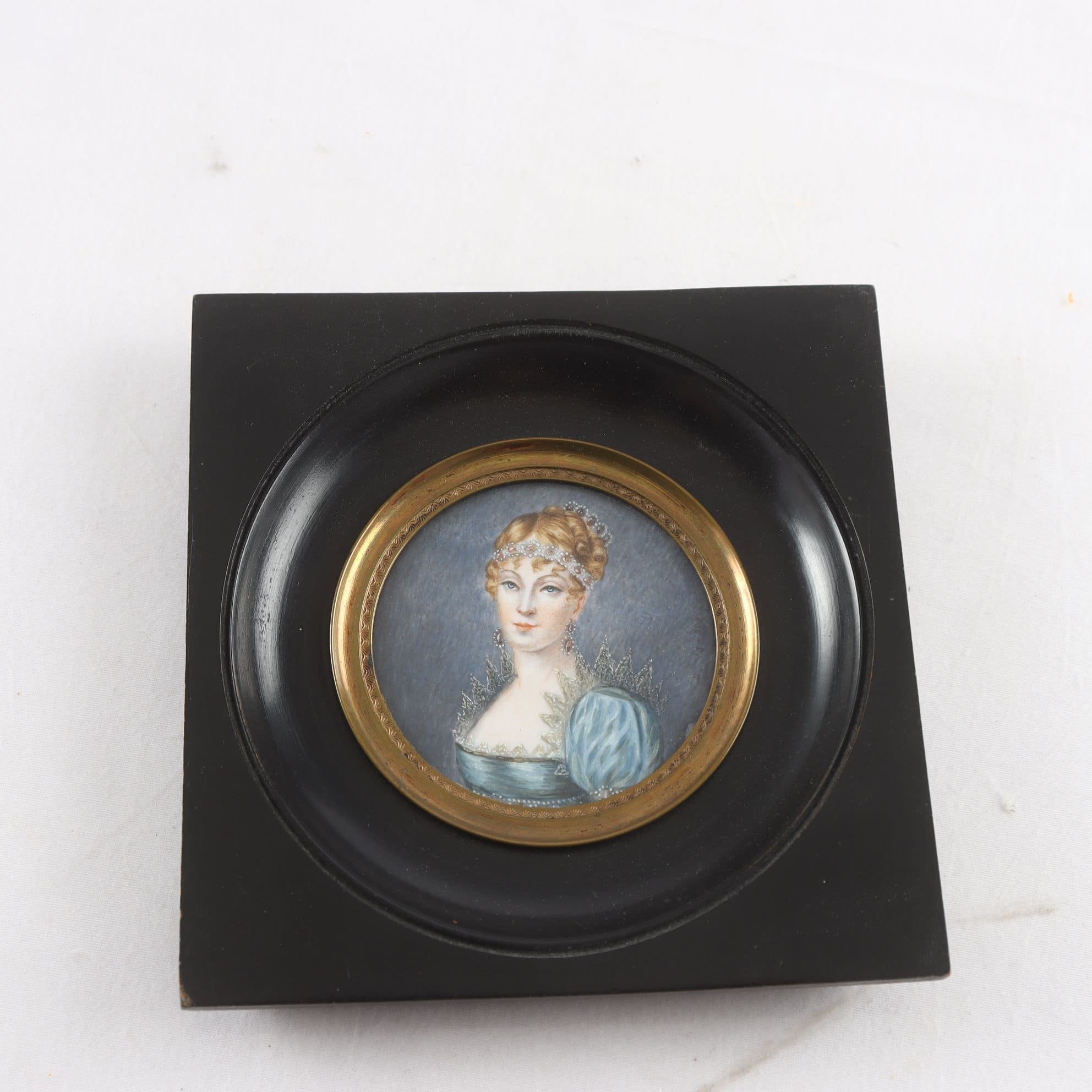 Miniatyrmålning, kvinnoporträtt, 18/1900-tal