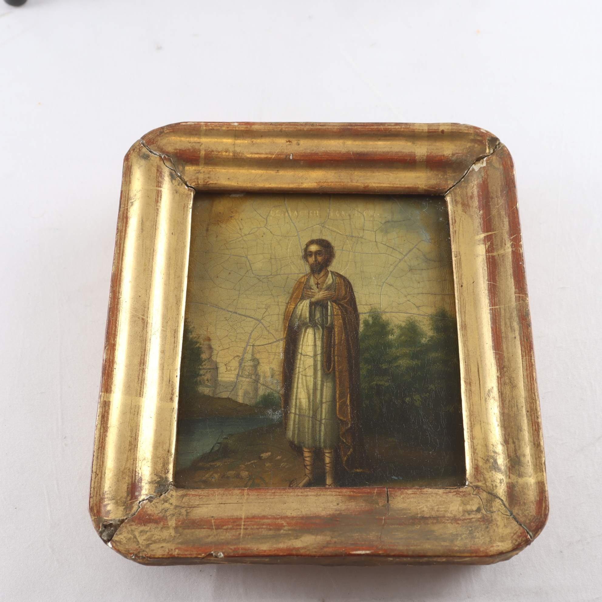 Ikon, helgon, målning på trä, Ryssland, 1800-tal. Samfraktas ej.